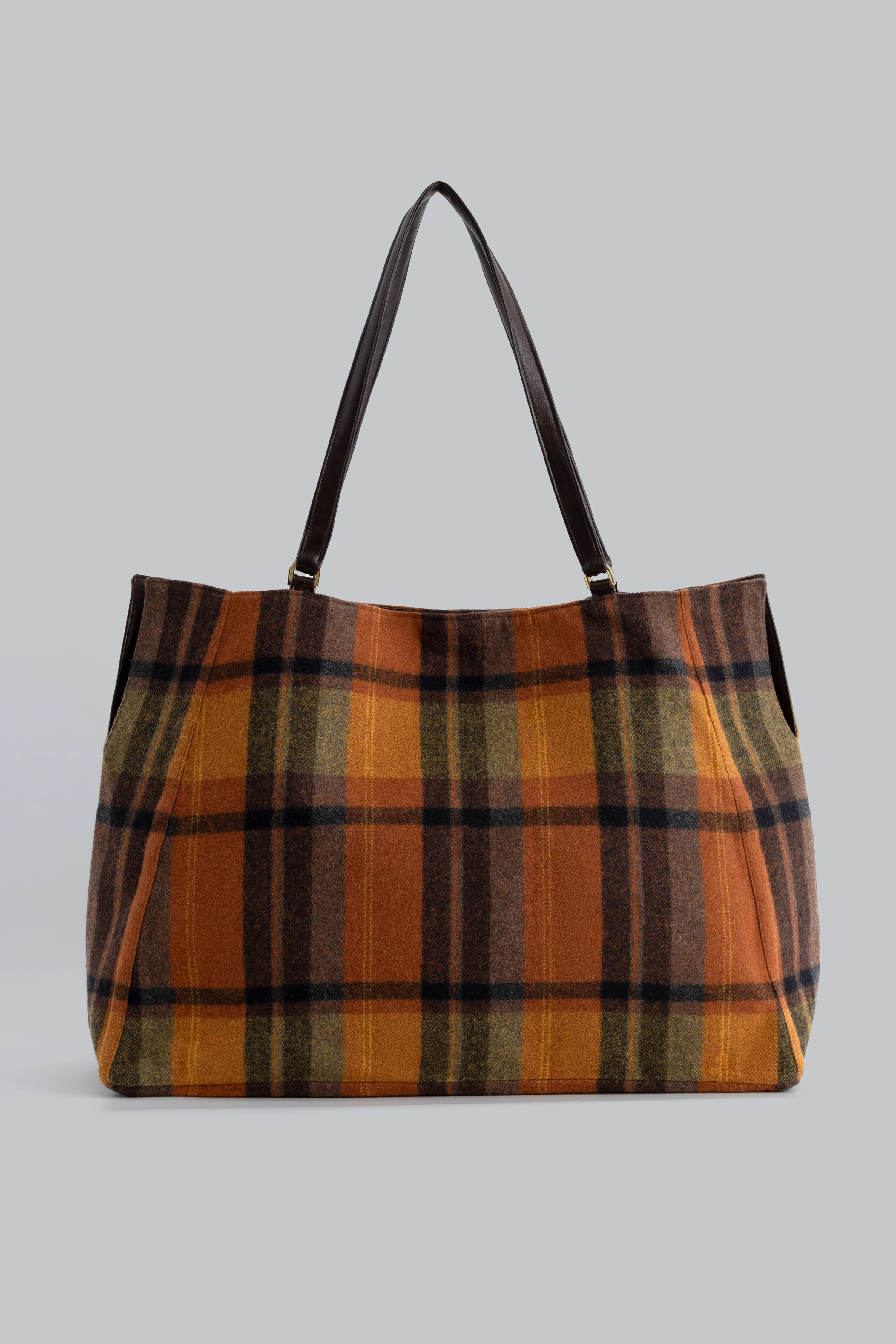 Сумка-шопер OCTOBER в клітинку коричнева