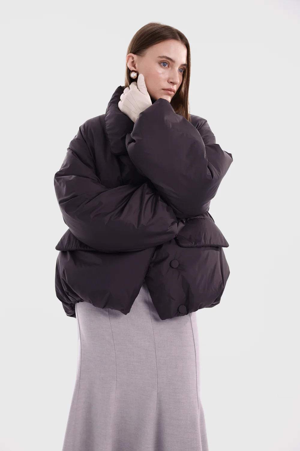 Куртка з високим коміром YUKI кольору тауп