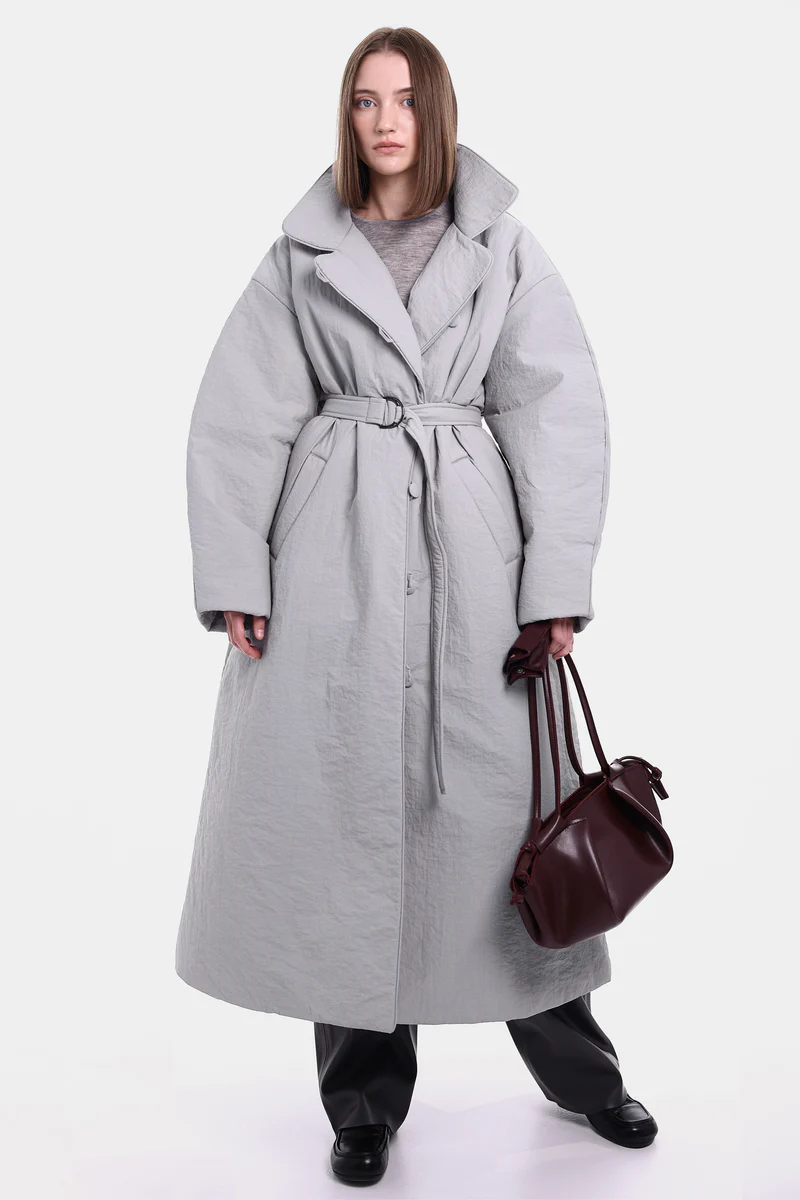 Двобортне пальто максі з утепленням OSAKA сіре