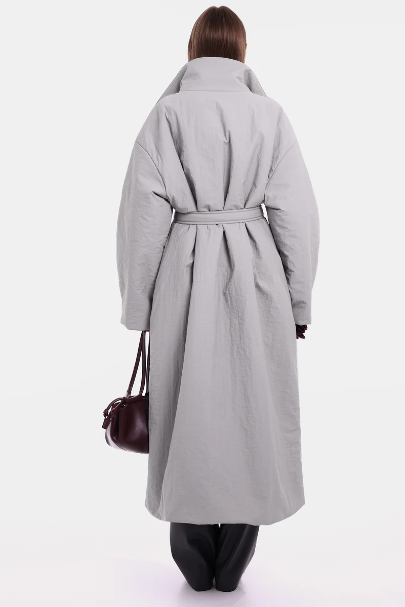 Двобортне пальто максі з утепленням OSAKA сіре