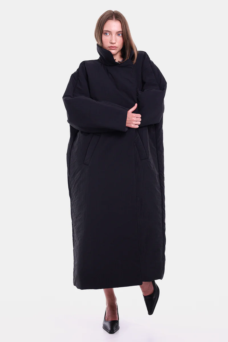 Двобортне пальто максі з утепленням OSAKA чорне