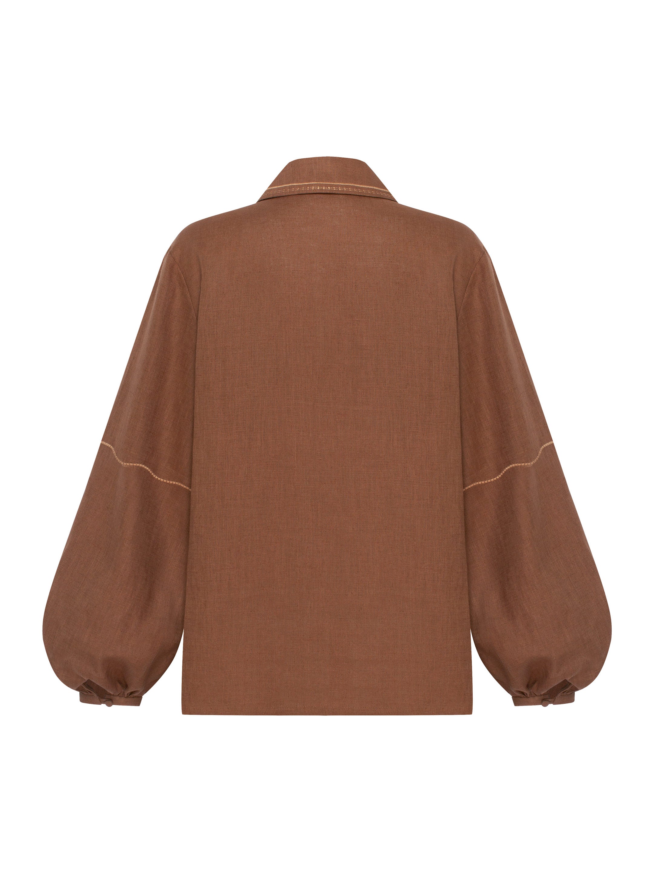 Коричнева сорочка з вишивкою в тон "Полиск"