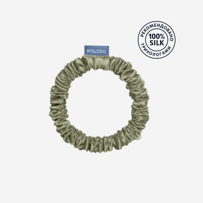 Шовкова резинка міні оливковий