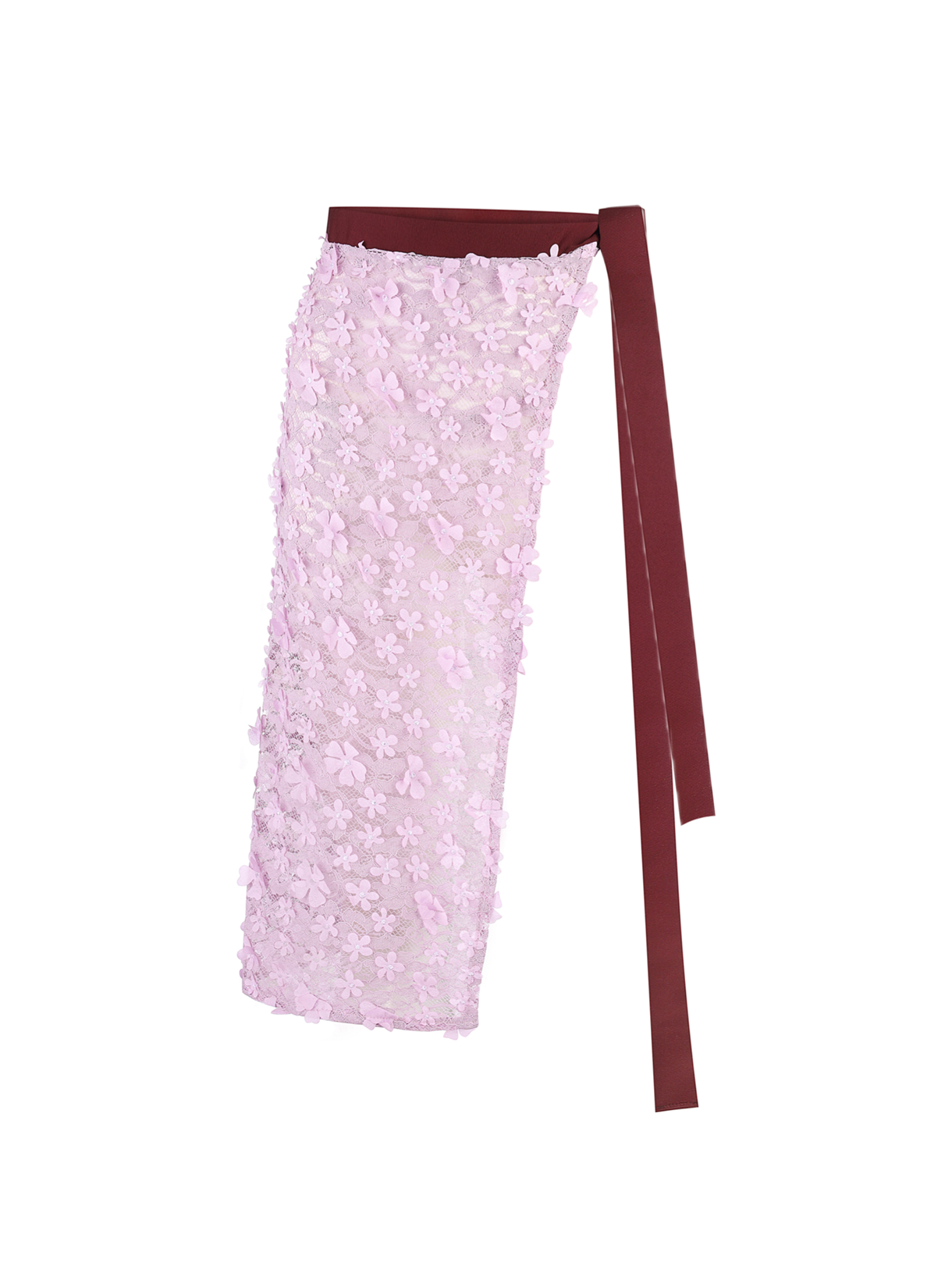 Бузковий фартушок з мережива