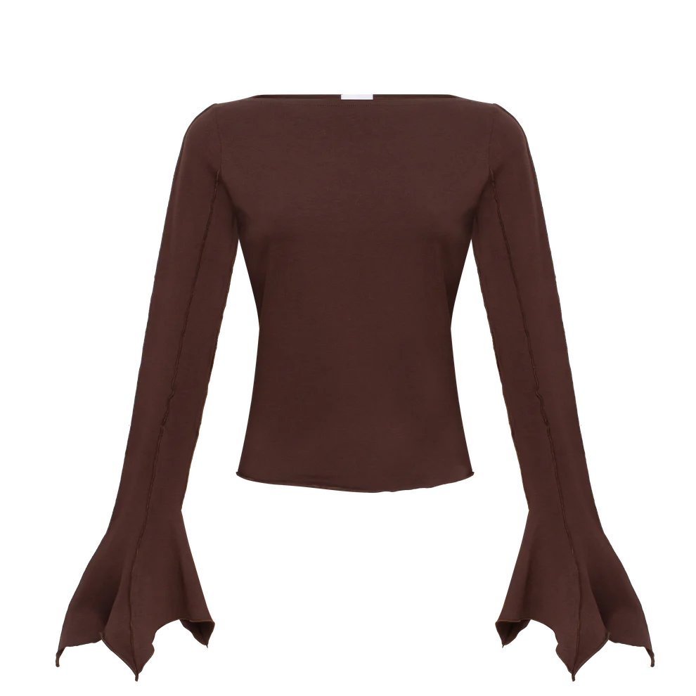 Лонгслів драпований коричневий