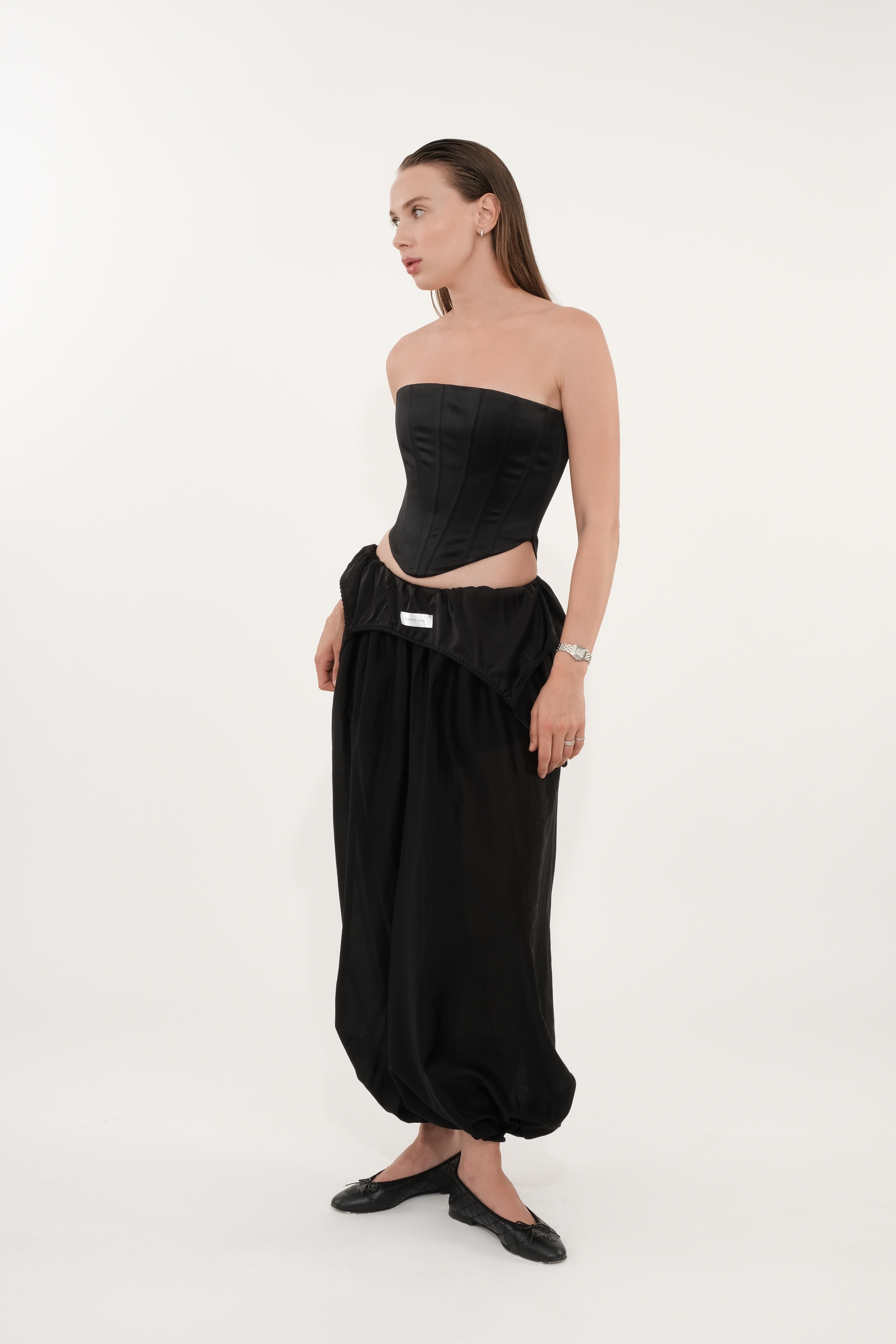 Корсетний топ з кістками Classy – чорний