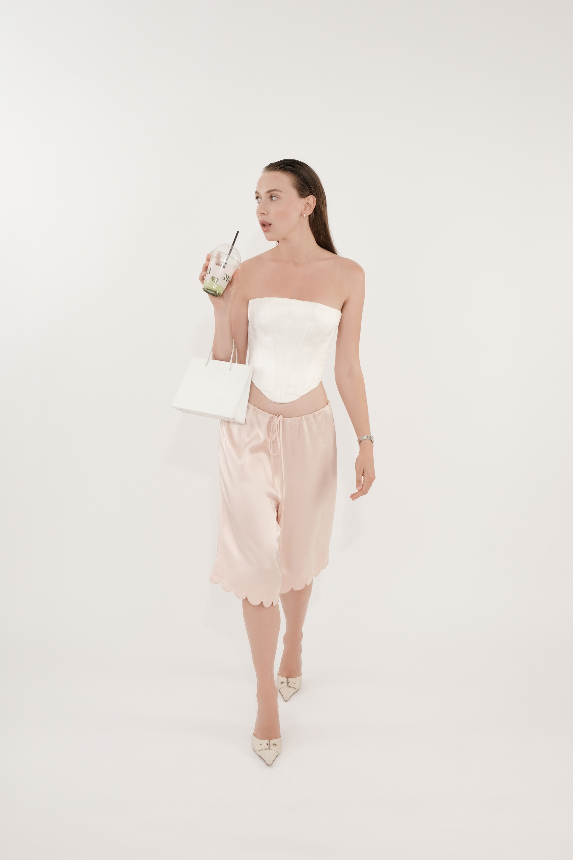 Корсетний топ з кістками Classy – білий