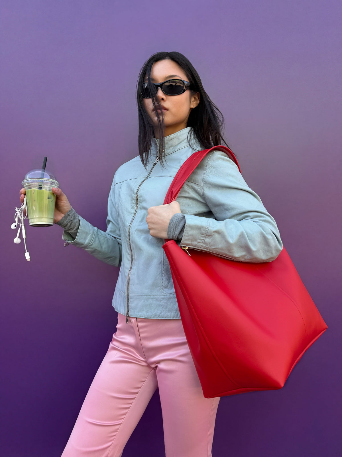 Сумка-шопер TOTE LEATHER BAG - червоний