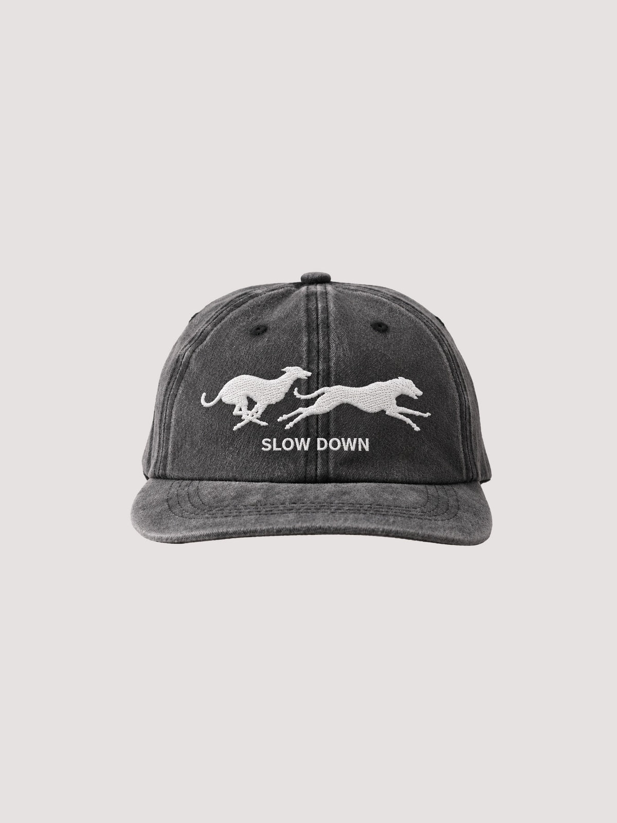 Grey cap "Slow down"
