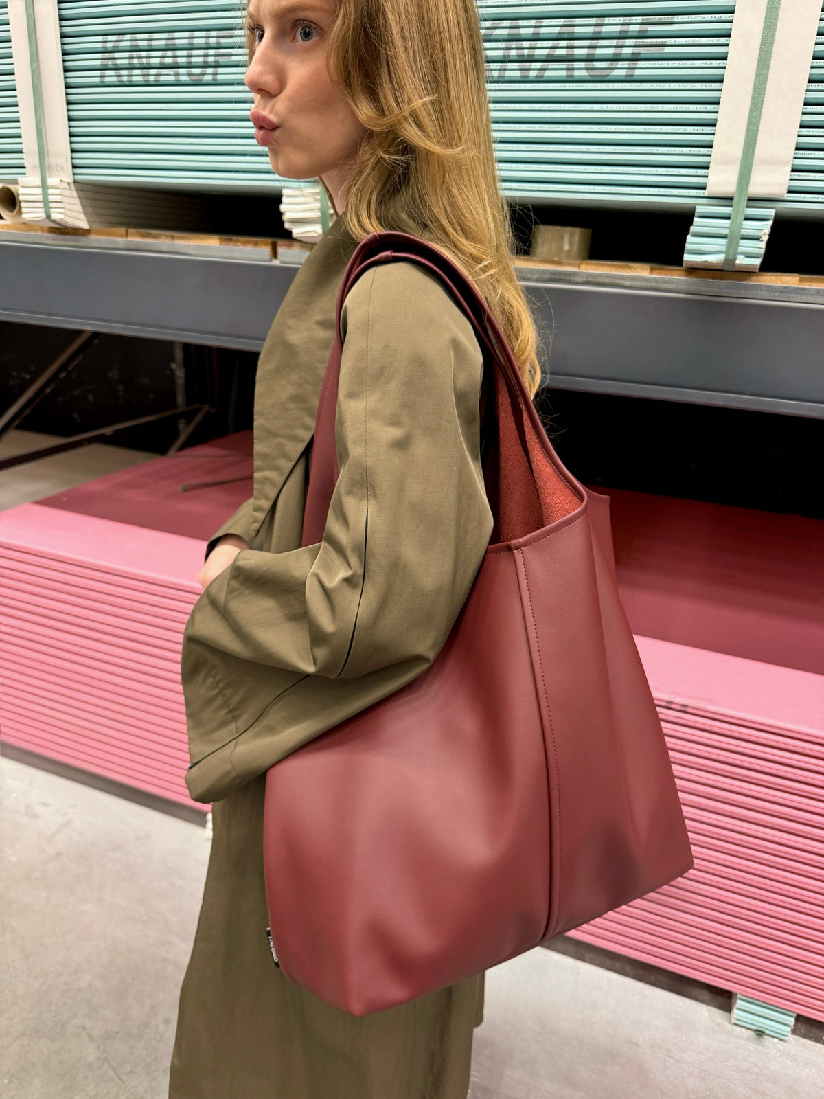 Сумка-шопер TOTE LEATHER BAG - бордовий