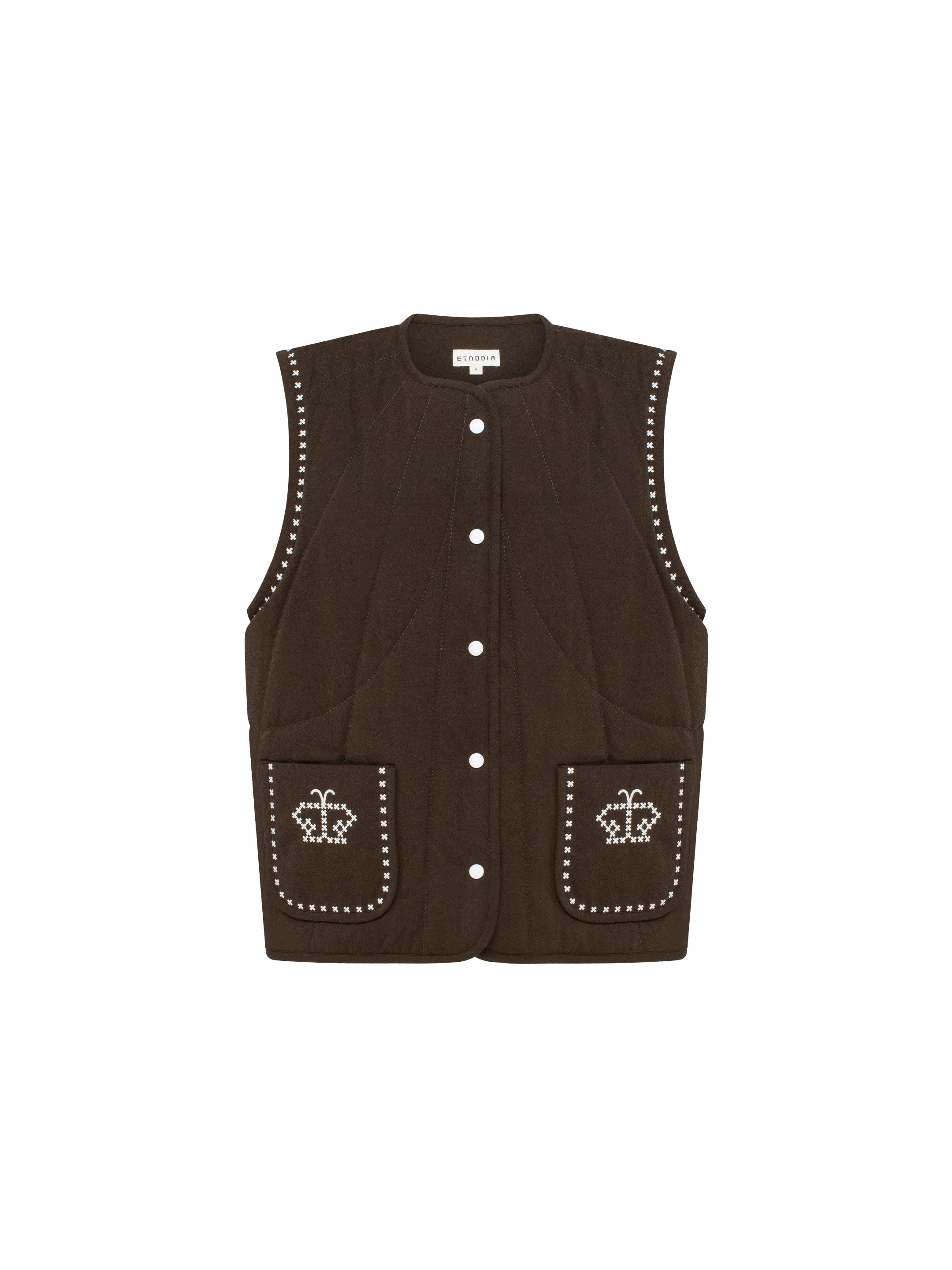 Темно-коричневий вишитий жилет Крильце