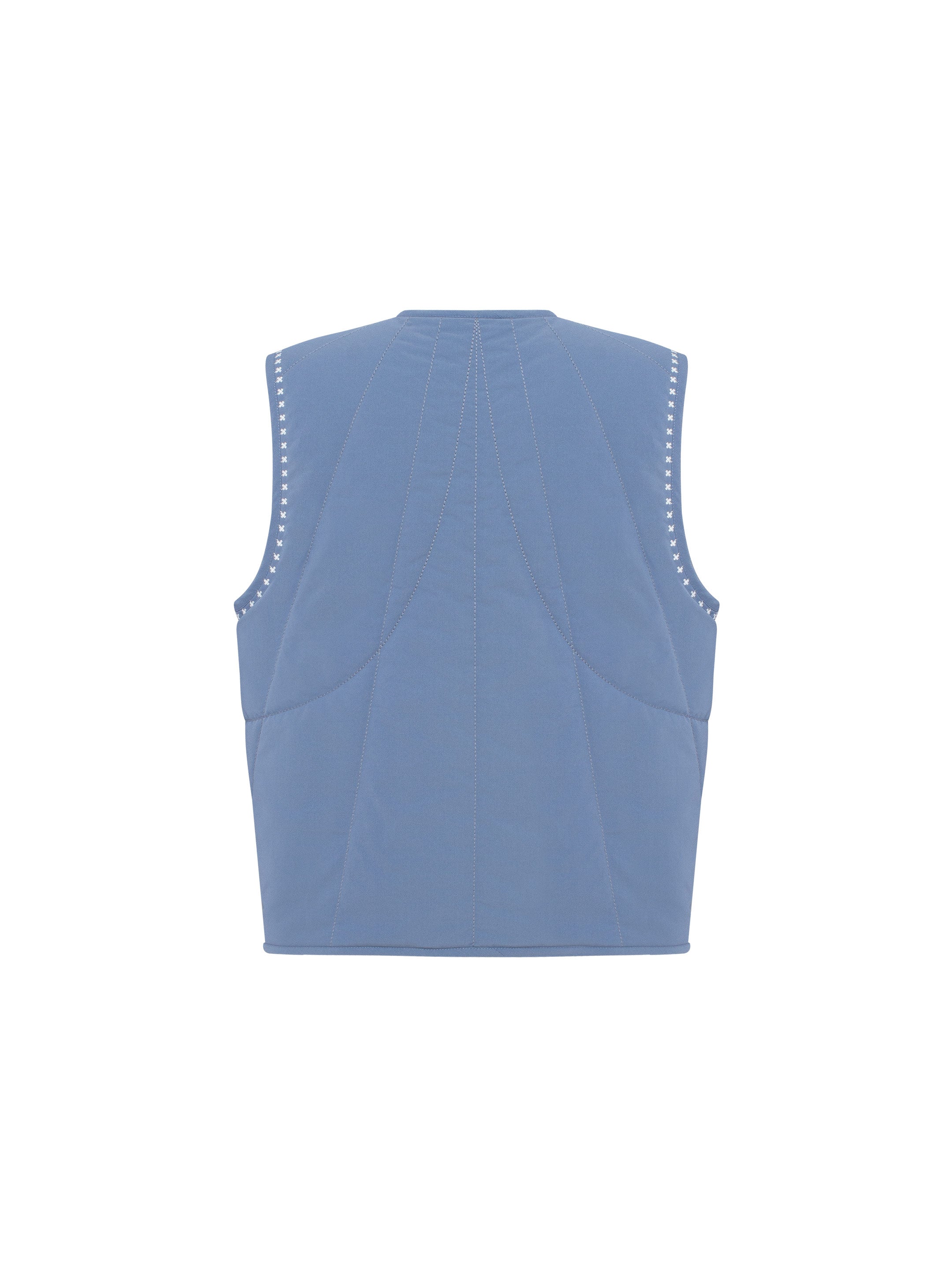 Блакитний вишитий жилет Метеличка