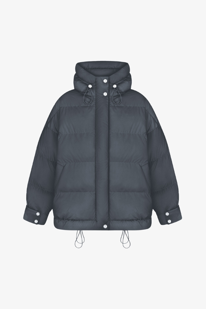 Подовжений пуховик оверсайз Icon графітовий