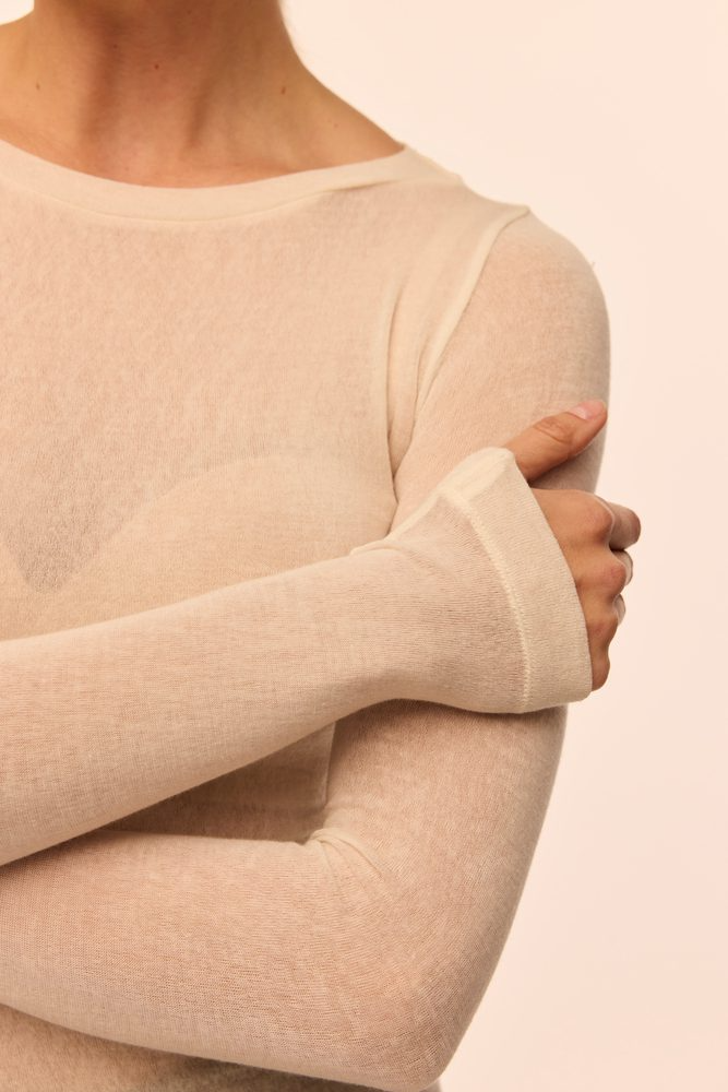 Лонгслів з тонкої вовни Kiki молочний