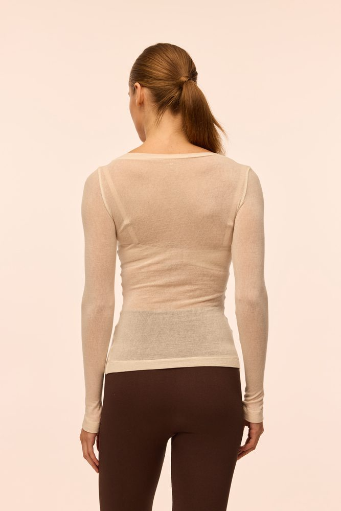 Лонгслів з тонкої вовни Kiki молочний