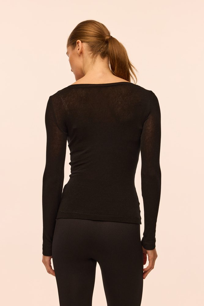 Лонгслів з тонкої вовни Kiki чорний