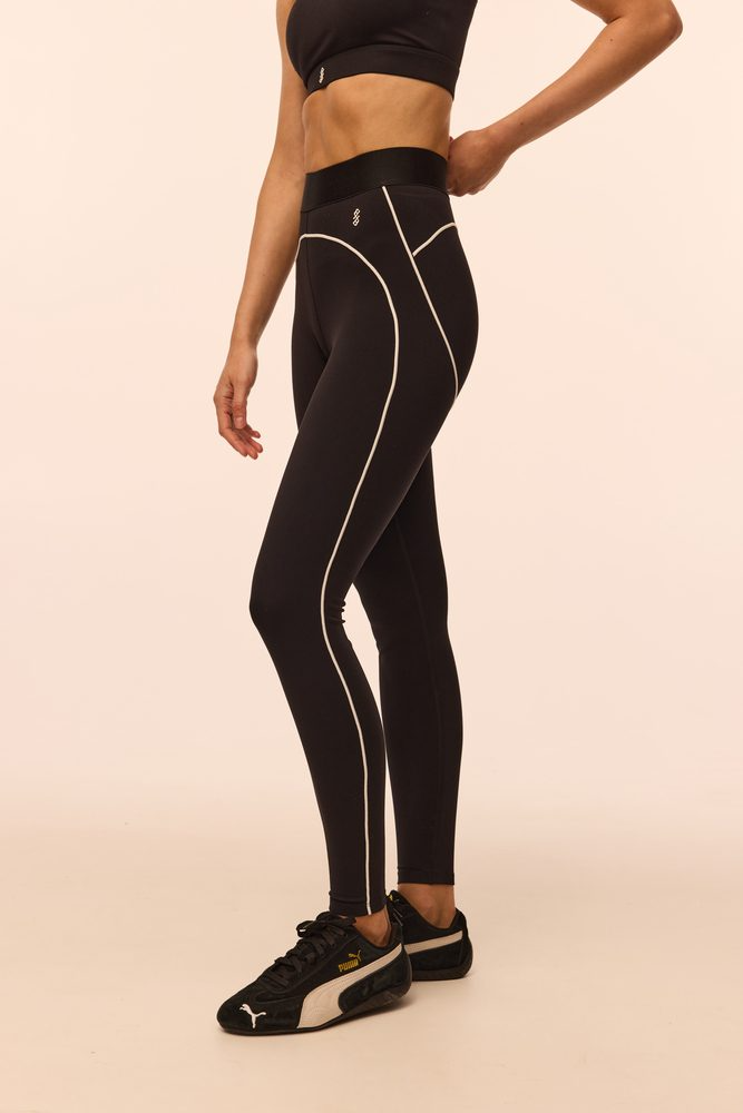 Легінси з декоративними швами Heart чорні з білим