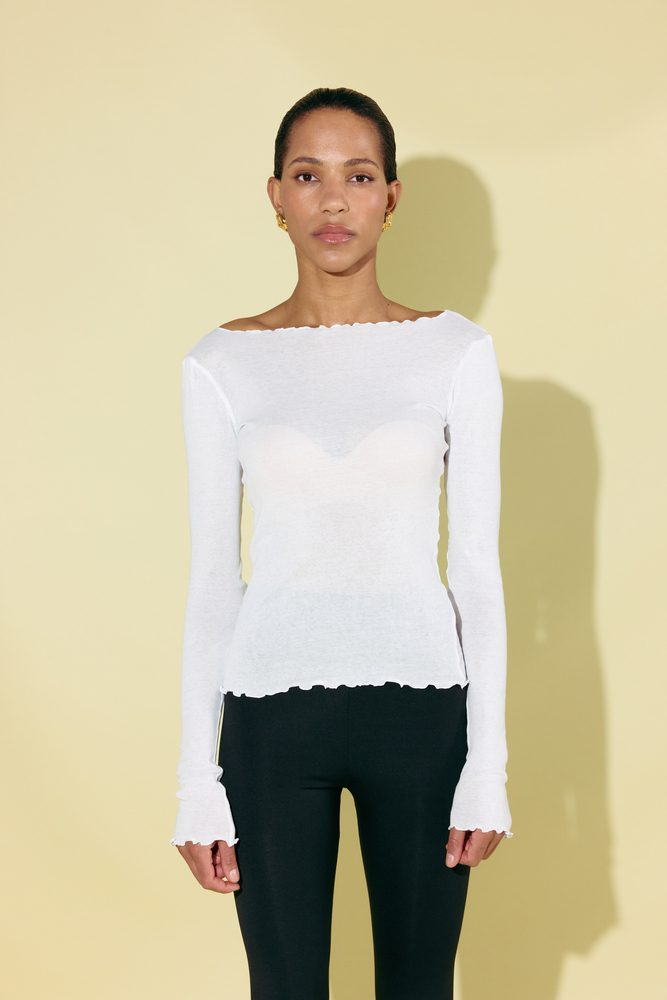 Лонгслів напівпрозорий з тонкого котону Polly білий