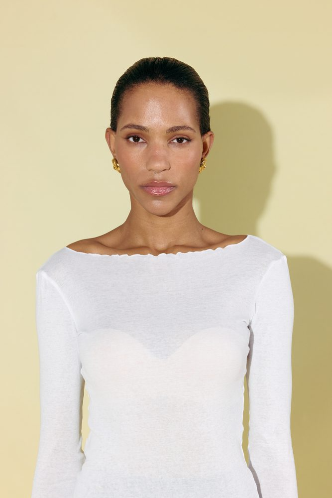 Лонгслів напівпрозорий з тонкого котону Polly білий