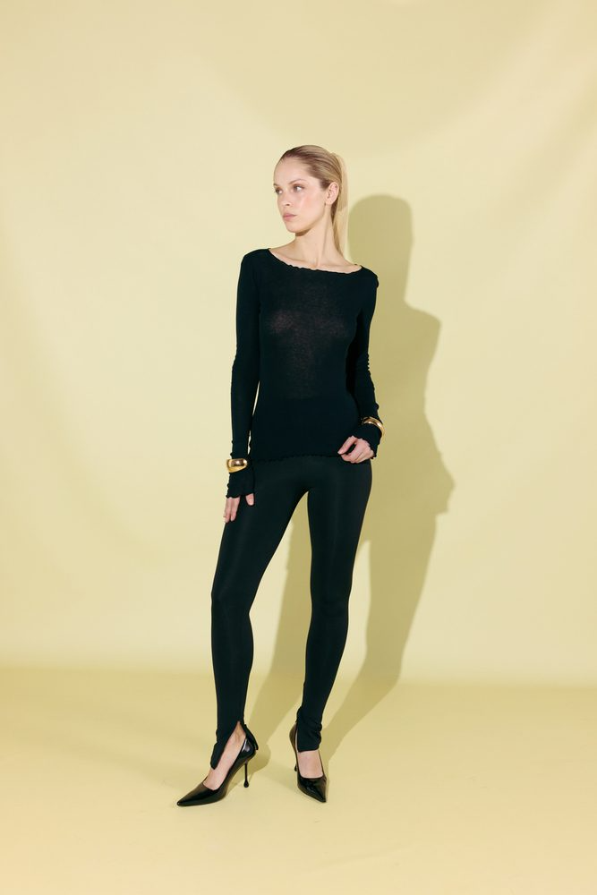 Лонгслів напівпрозорий з тонкого котону Polly чорний