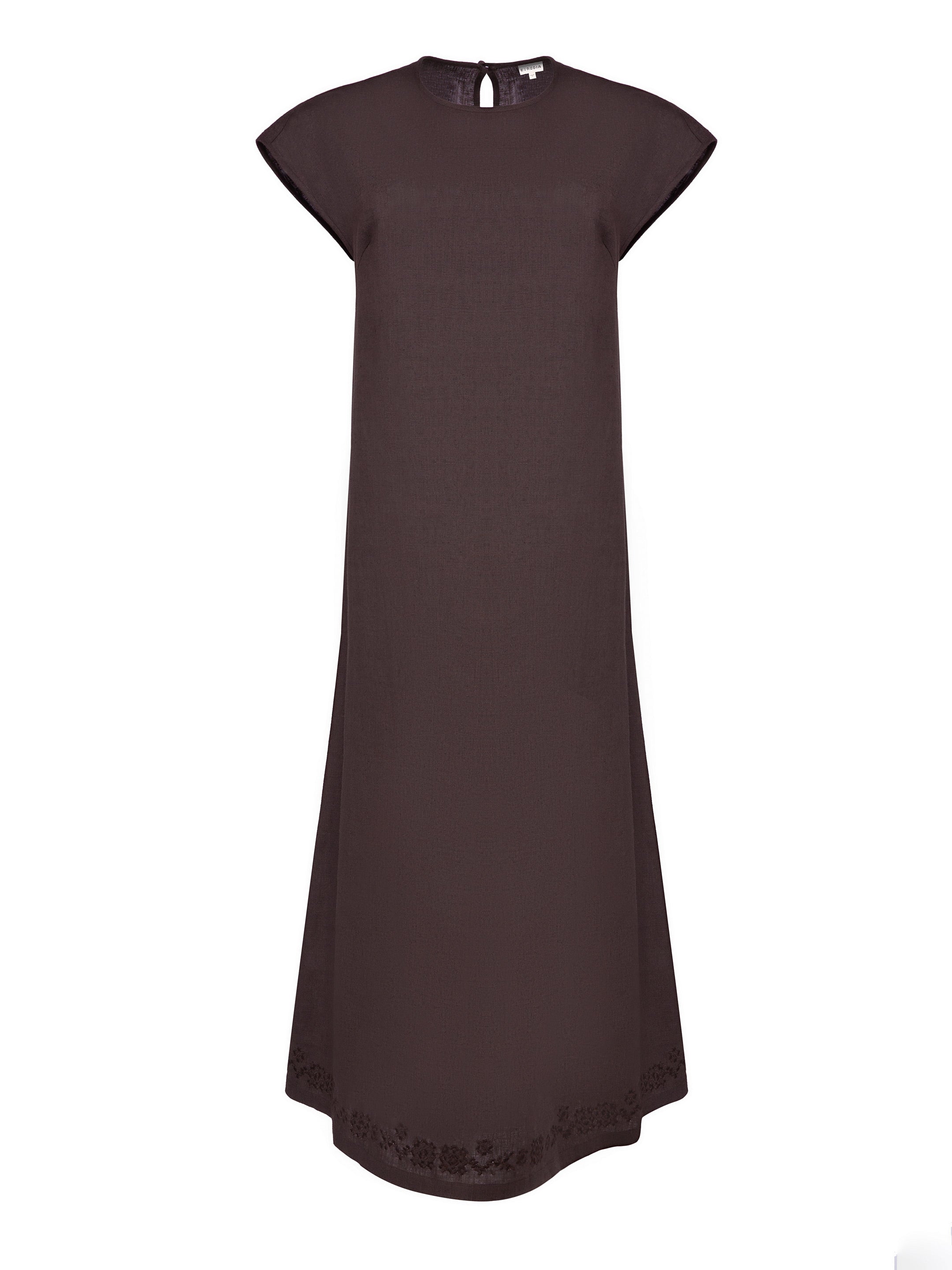 Темно-коричнева вишита сукня "Невіт"