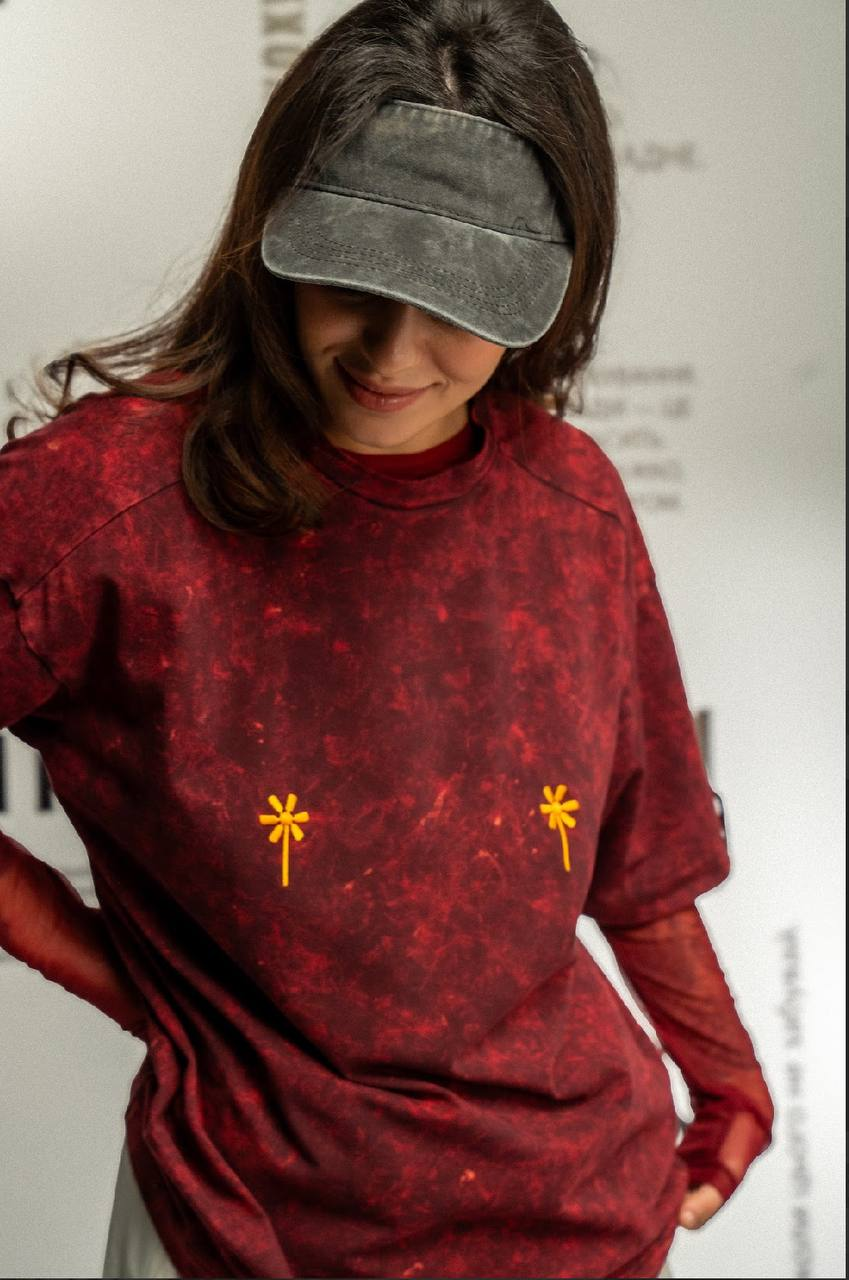 Виварена бордова футболка "Вітряки"