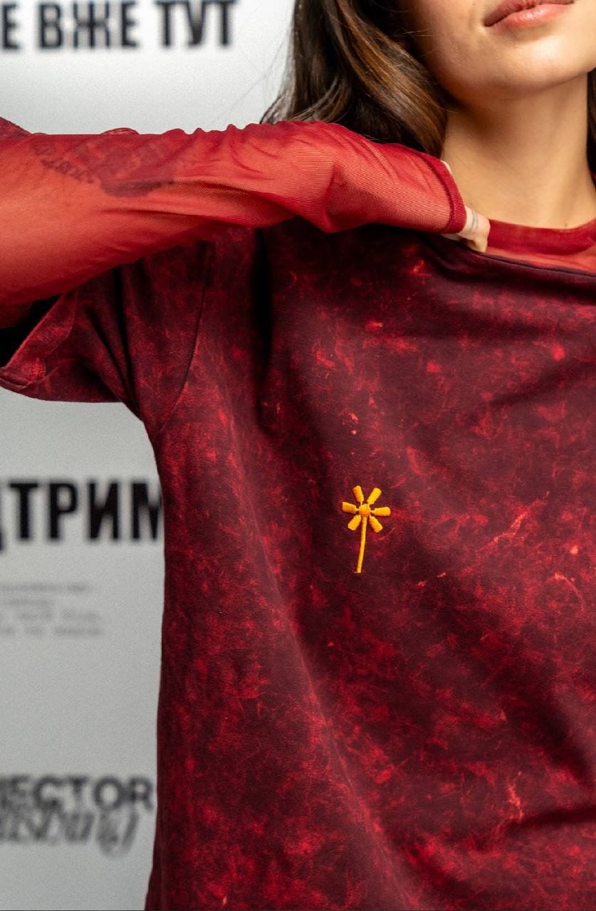 Виварена бордова футболка "Вітряки"