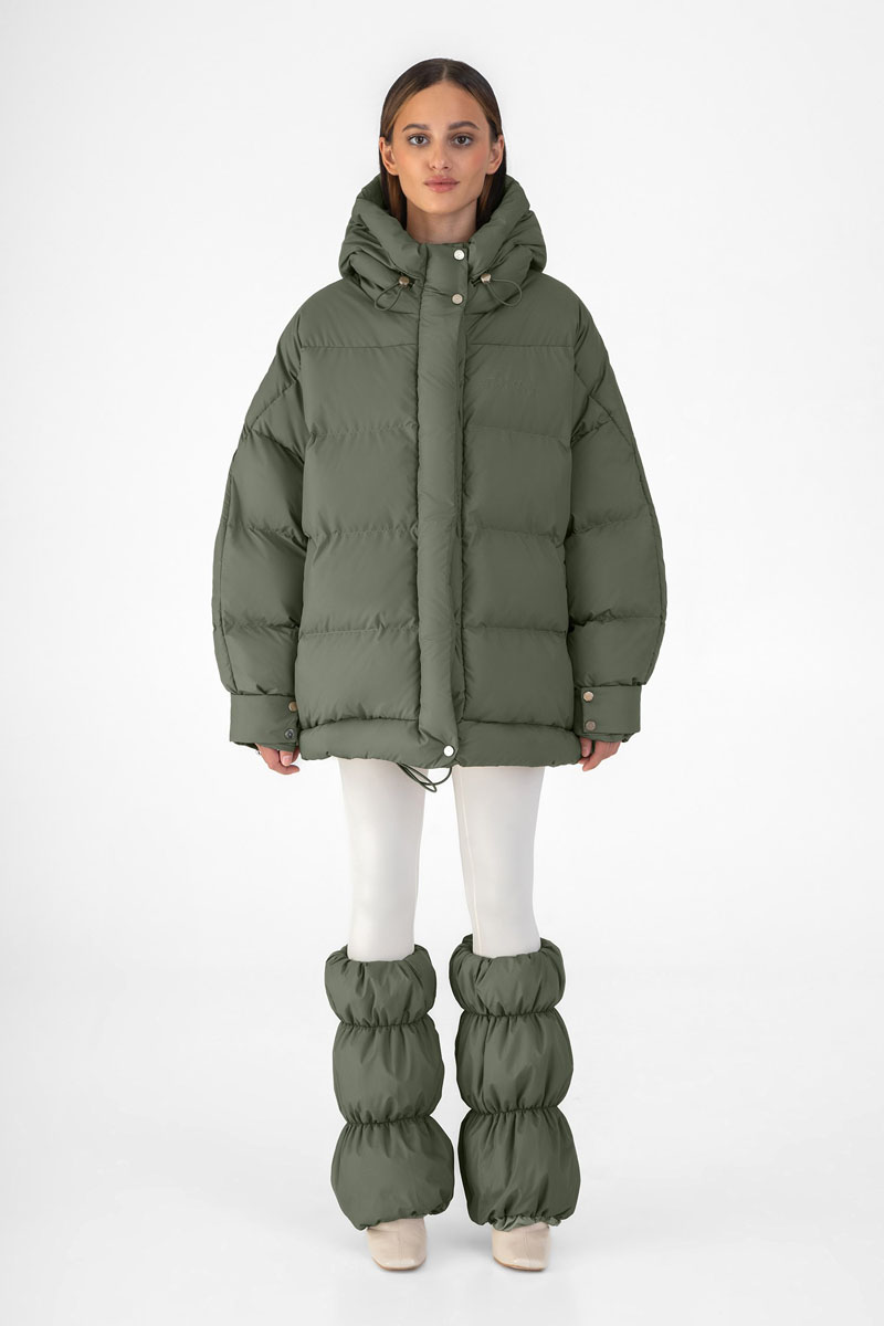 Подовжений пуховик оверсайз Icon хакі