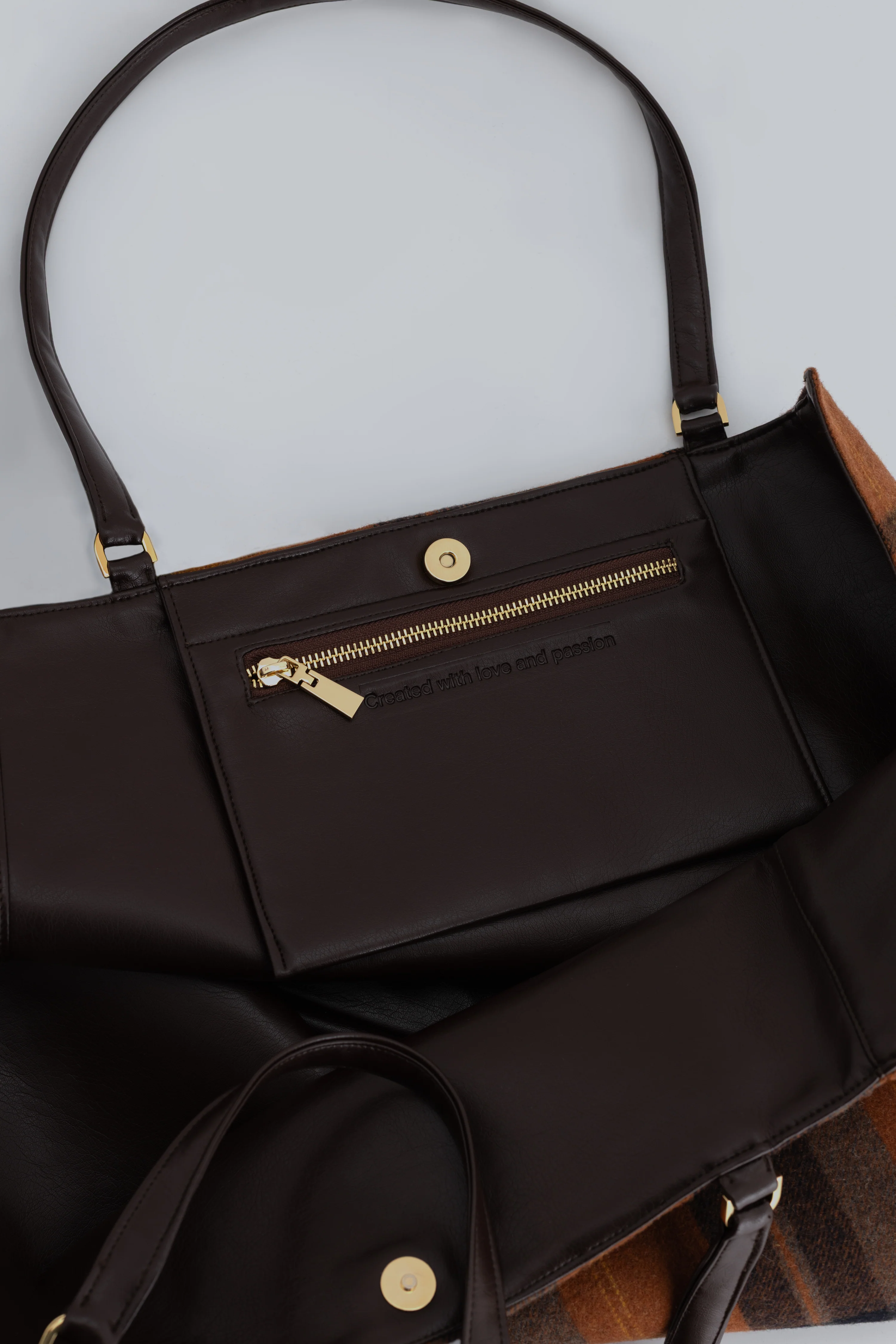 Сумка-шопер OCTOBER в клітинку коричнева