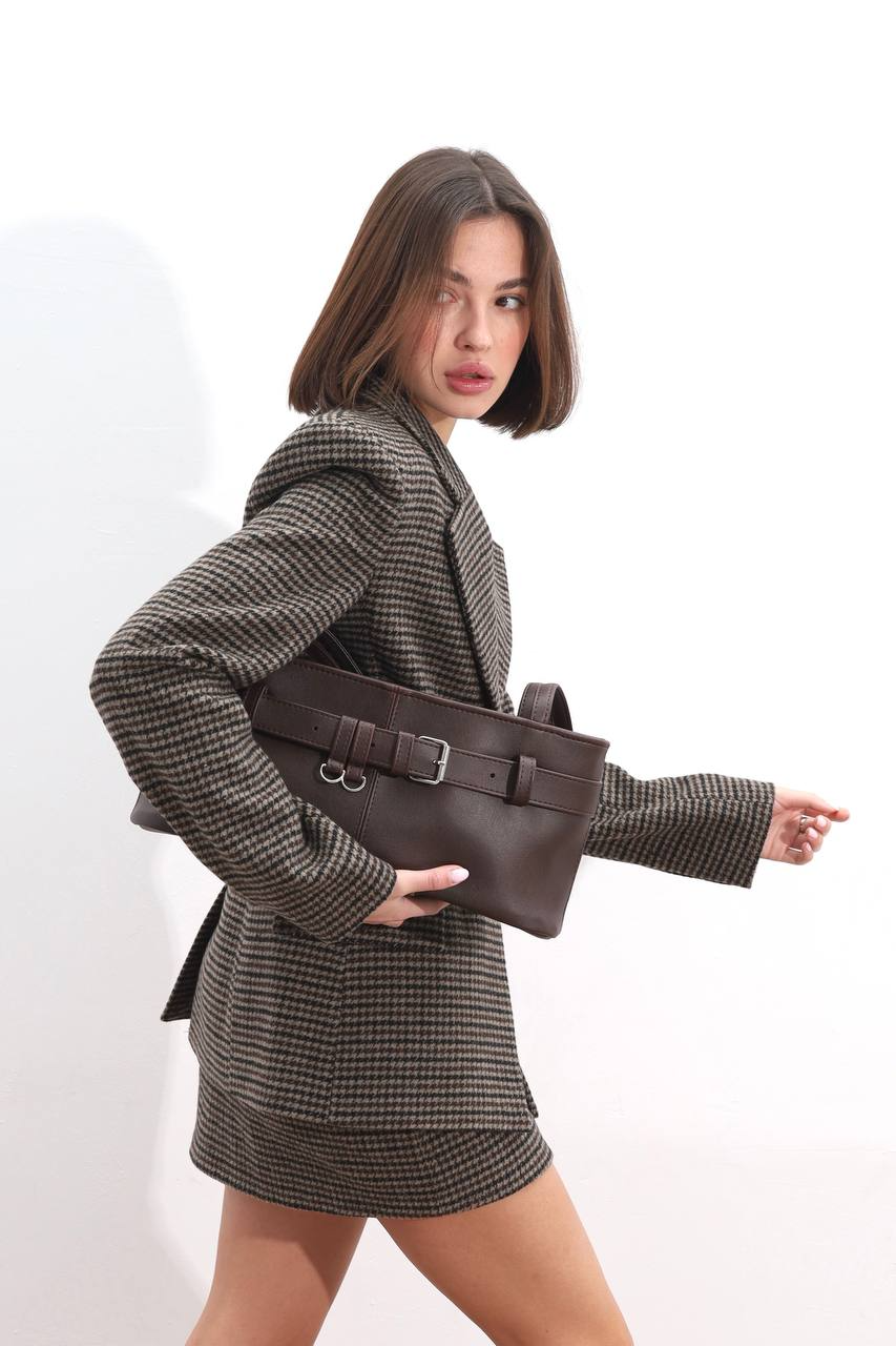 Сумка з ремнем Tori шоколадна