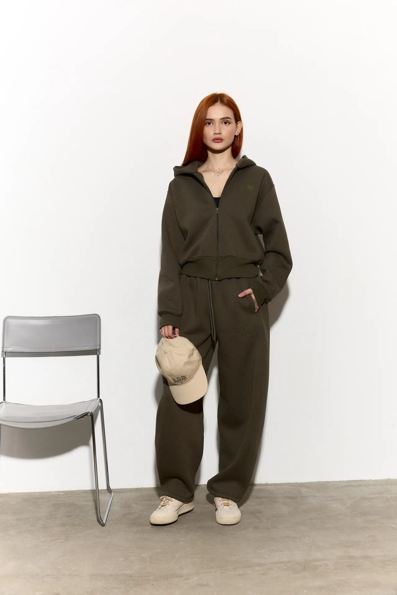 Брюки-банани з утепленням хакі