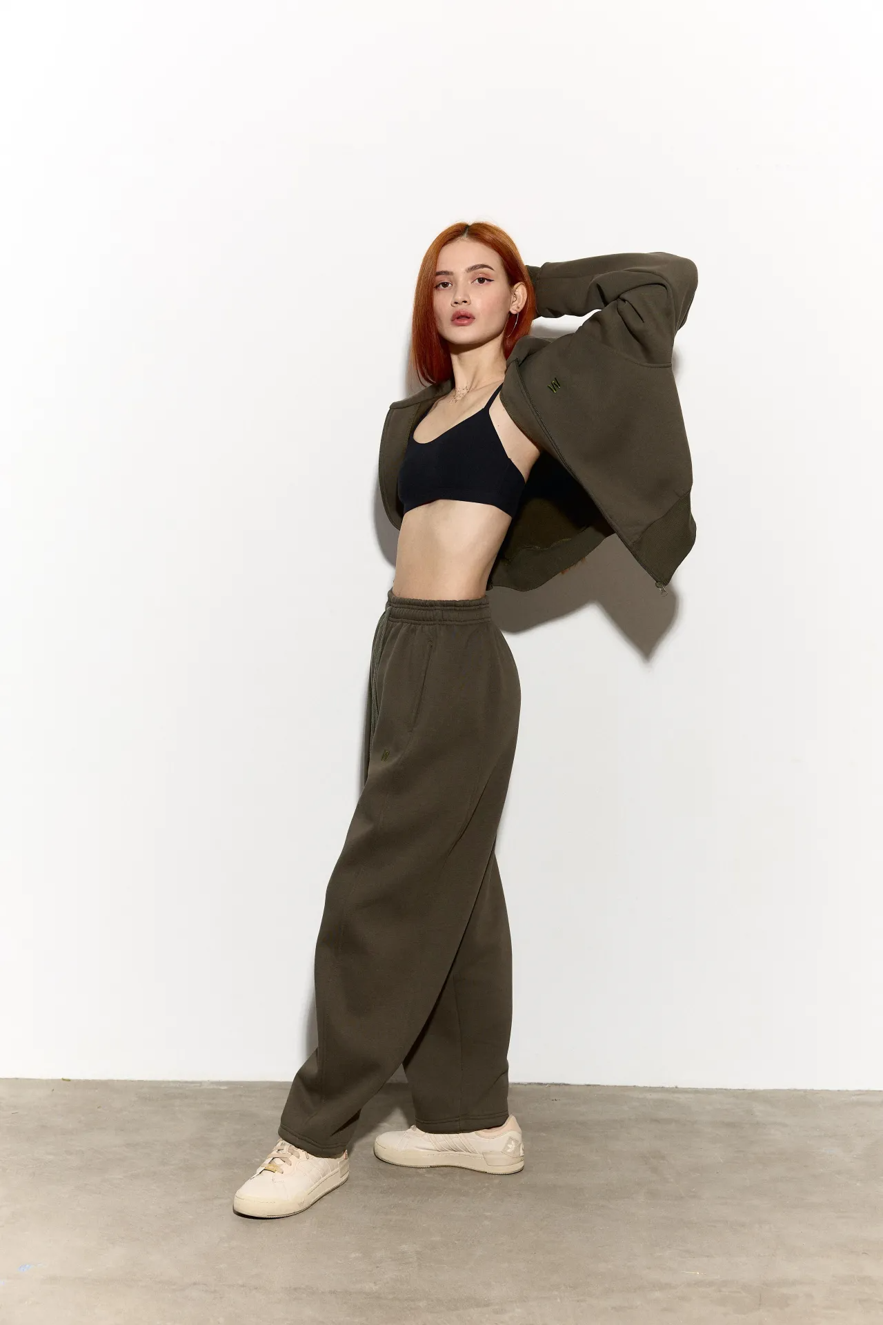 Брюки-банани з утепленням хакі