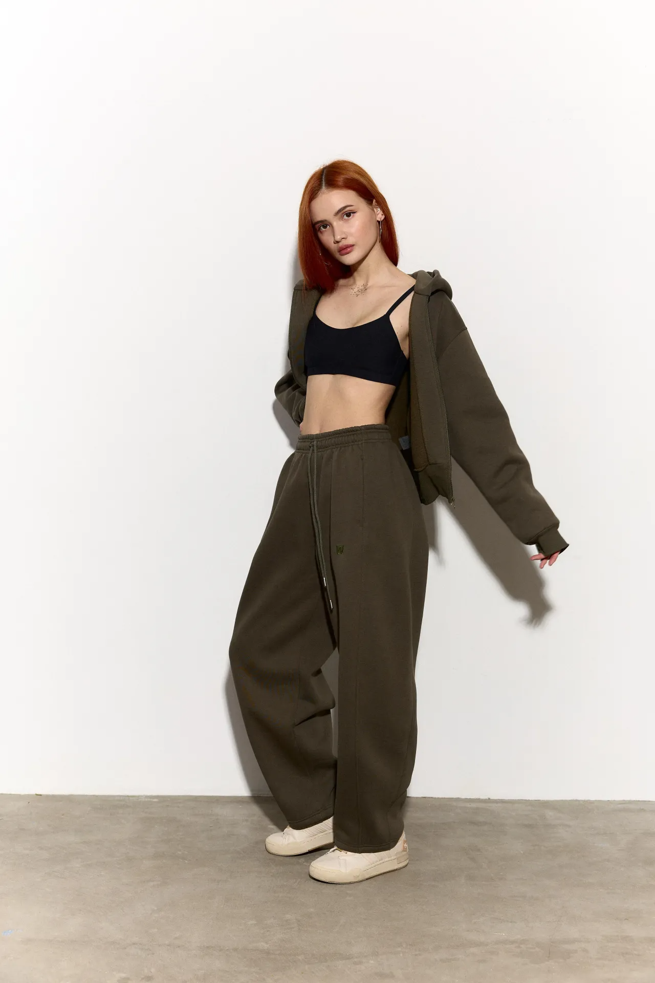 Брюки-банани з утепленням хакі