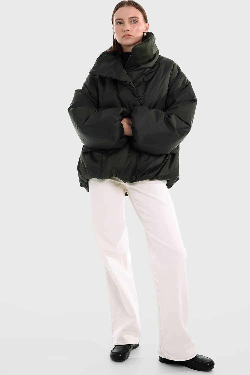 Куртка з високим коміром YUKI темно-зелена