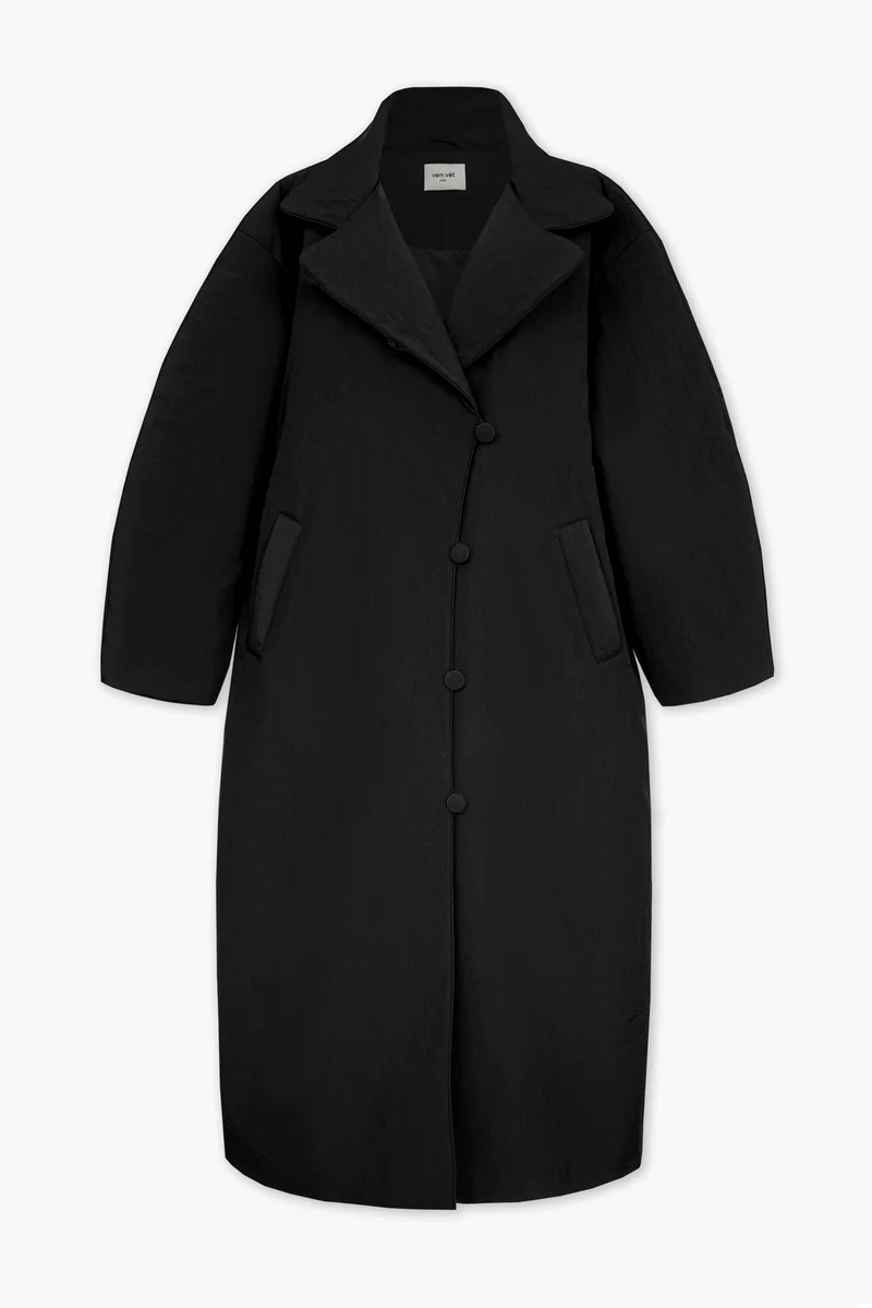 Двобортне пальто максі з утепленням OSAKA чорне