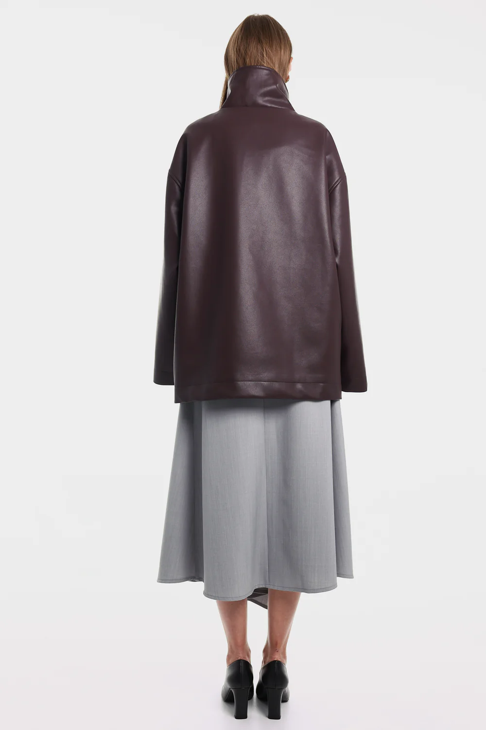 Шкіряна куртка CAROLINE темно-бордова