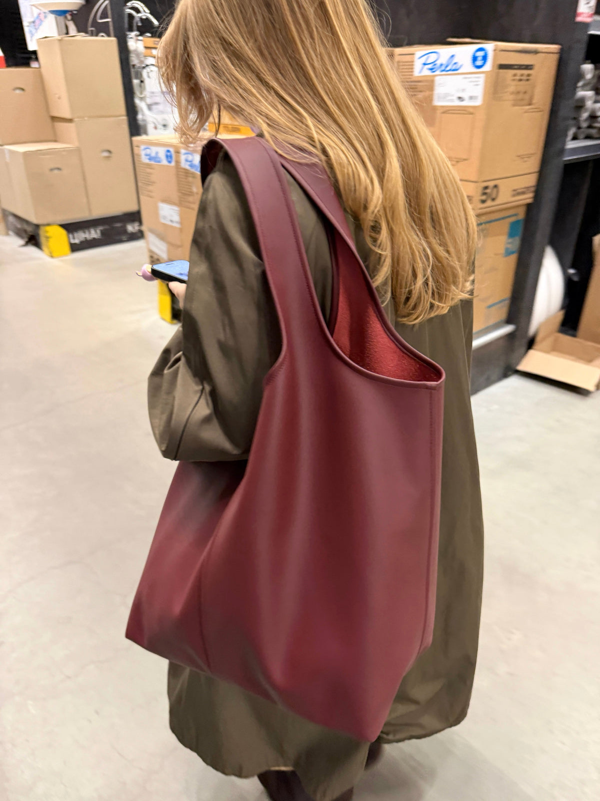 Сумка-шопер TOTE LEATHER BAG - бордовий