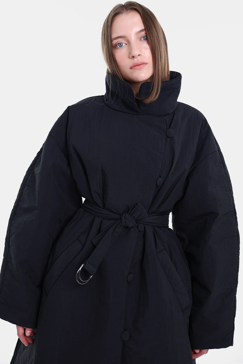 Двобортне пальто максі з утепленням OSAKA чорне