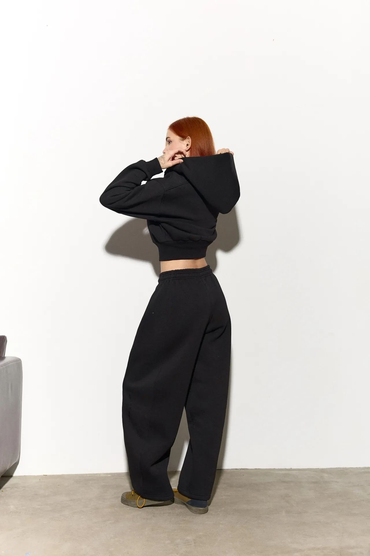 Брюки-банани з утепленням чорні