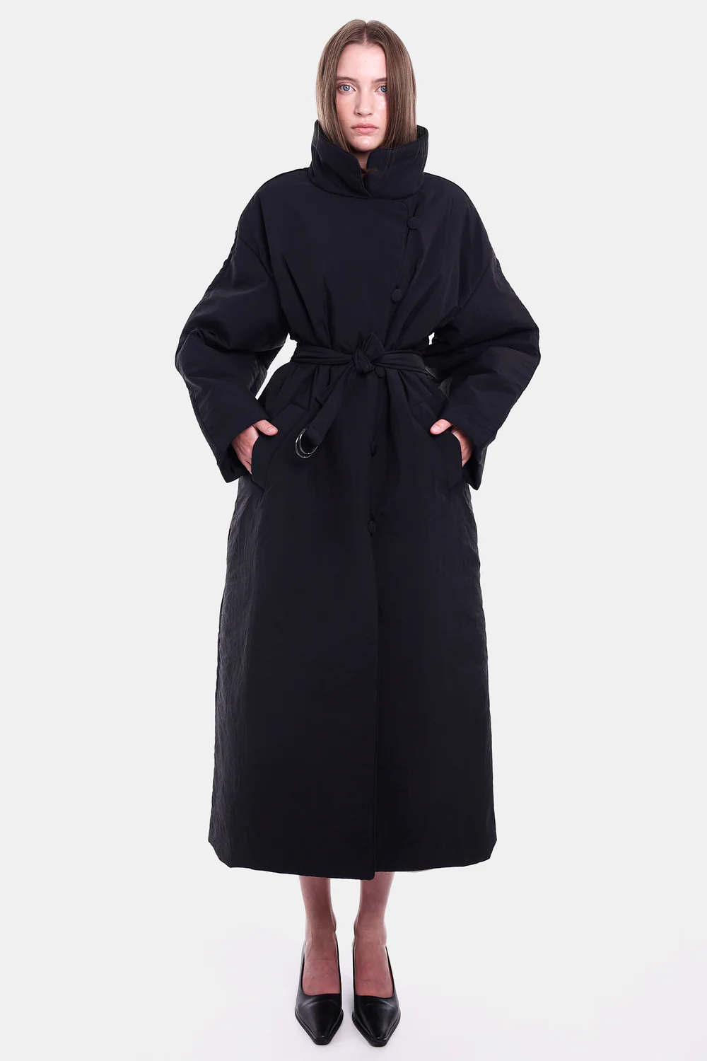 Двобортне пальто максі з утепленням OSAKA чорне