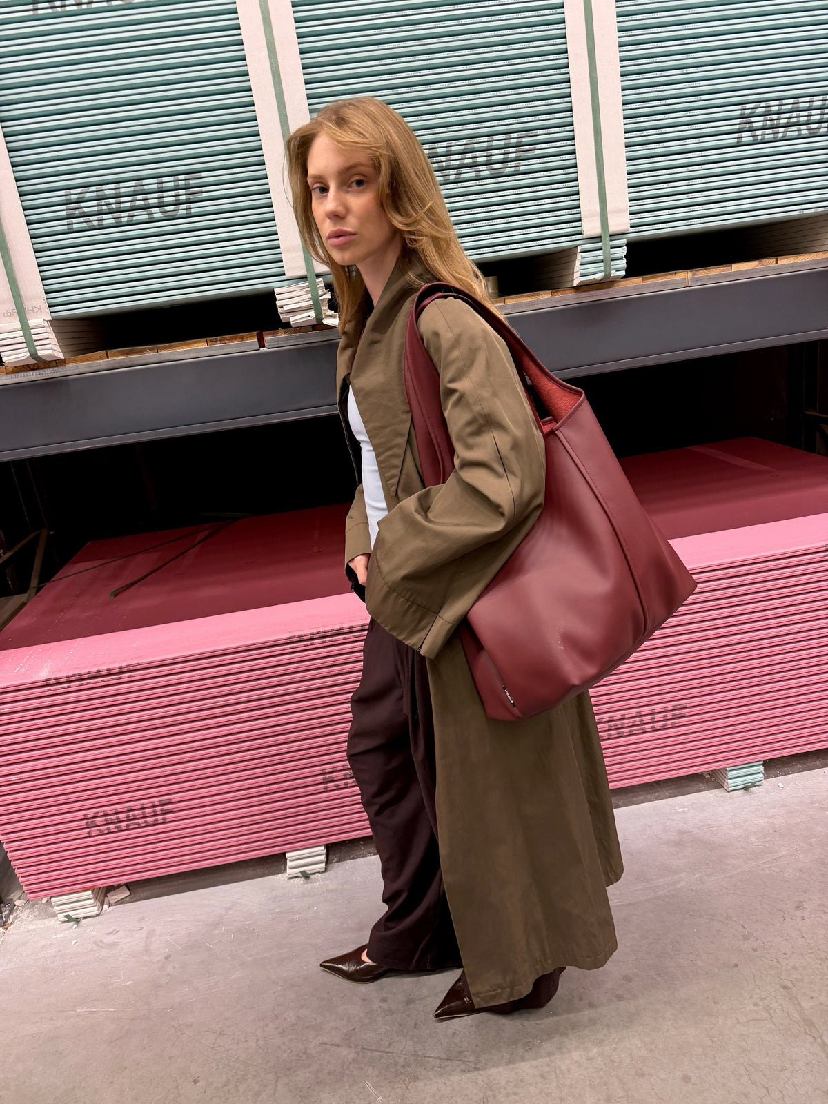 Сумка-шопер TOTE LEATHER BAG - бордовий