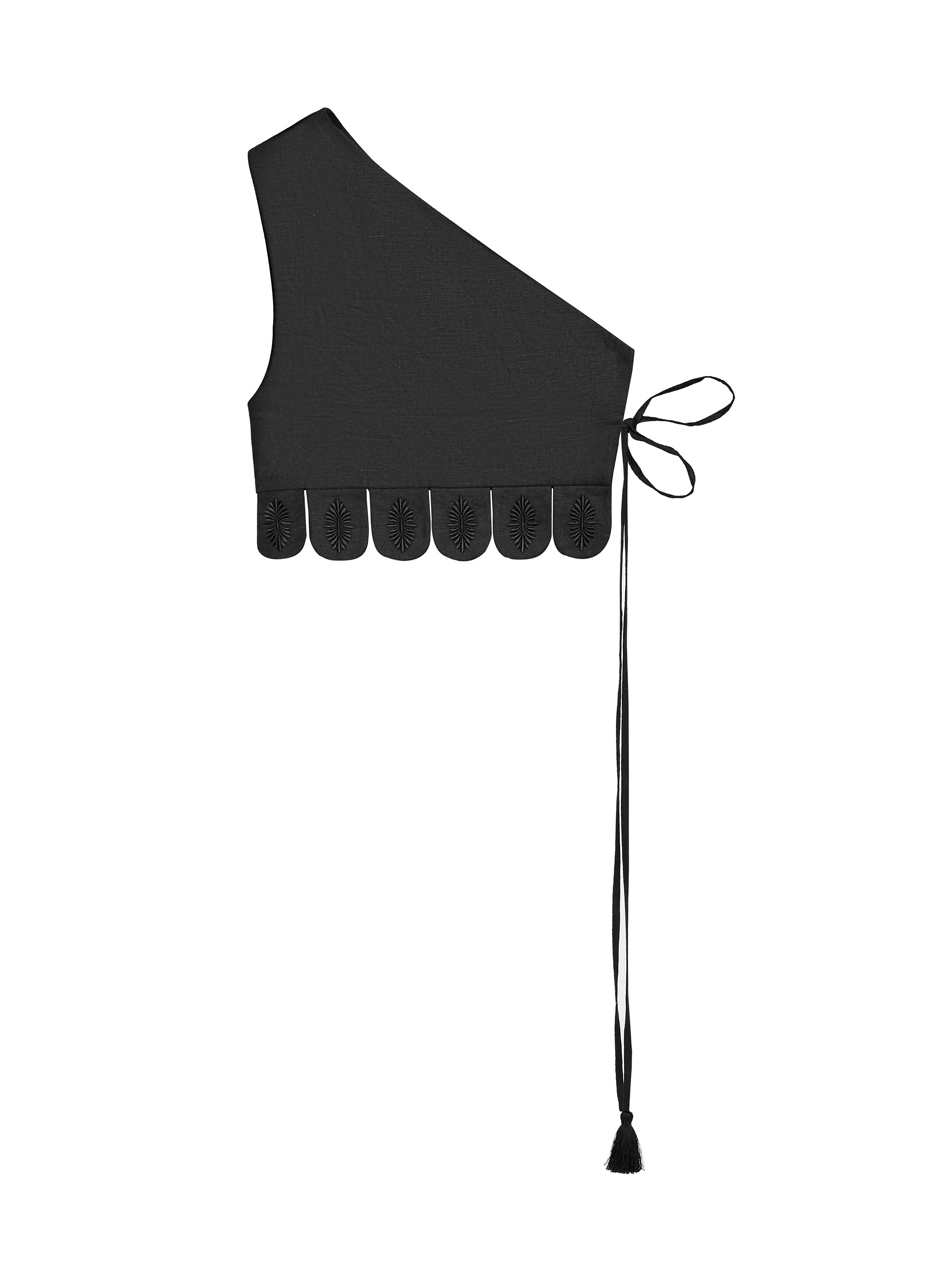 Асиметричний жилет з чорною вишивкою в тон "Осяйна"