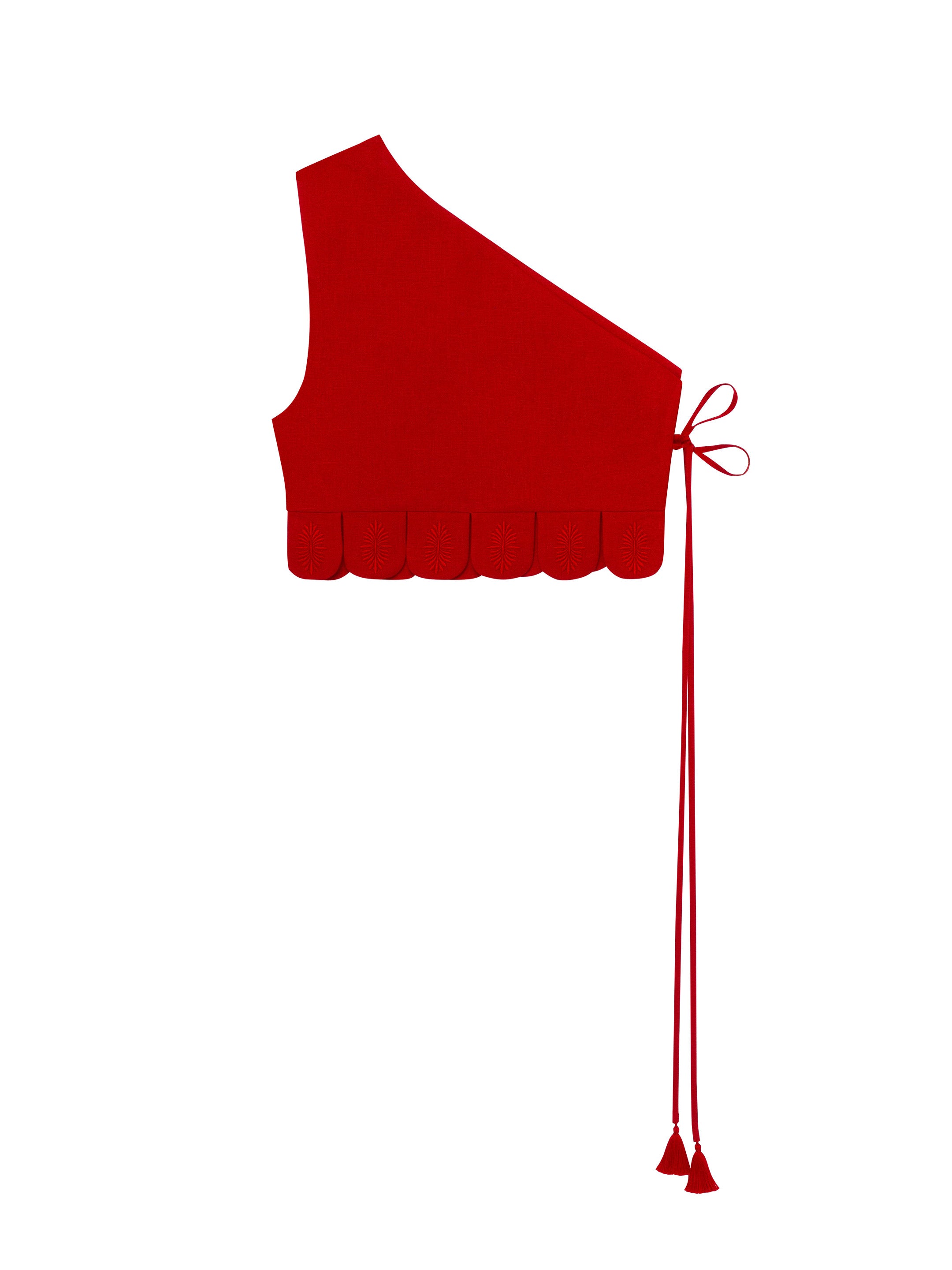 Асиметричний жилет з червоною вишивкою в тон Осяйна