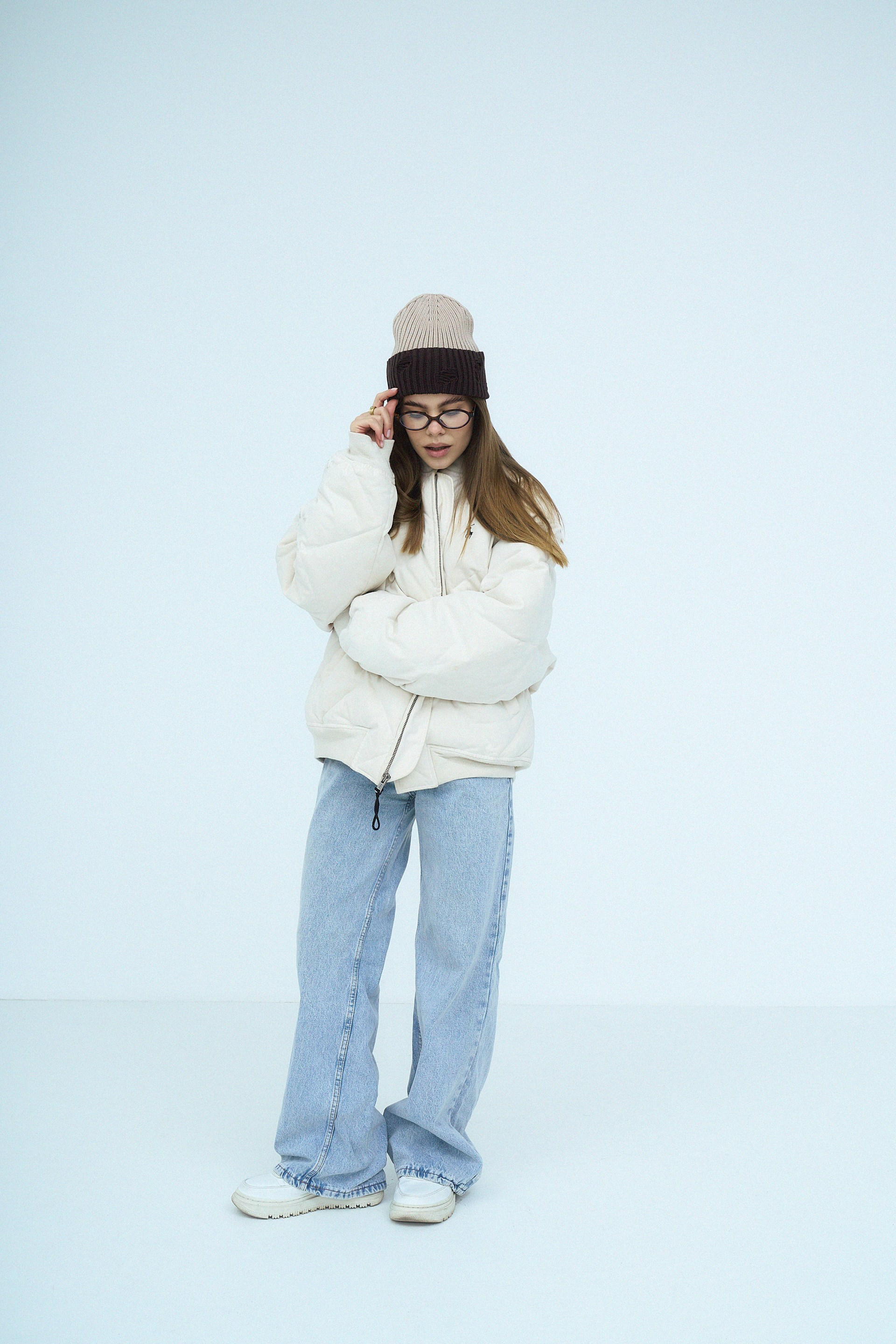 Шапка бежево-коричнева