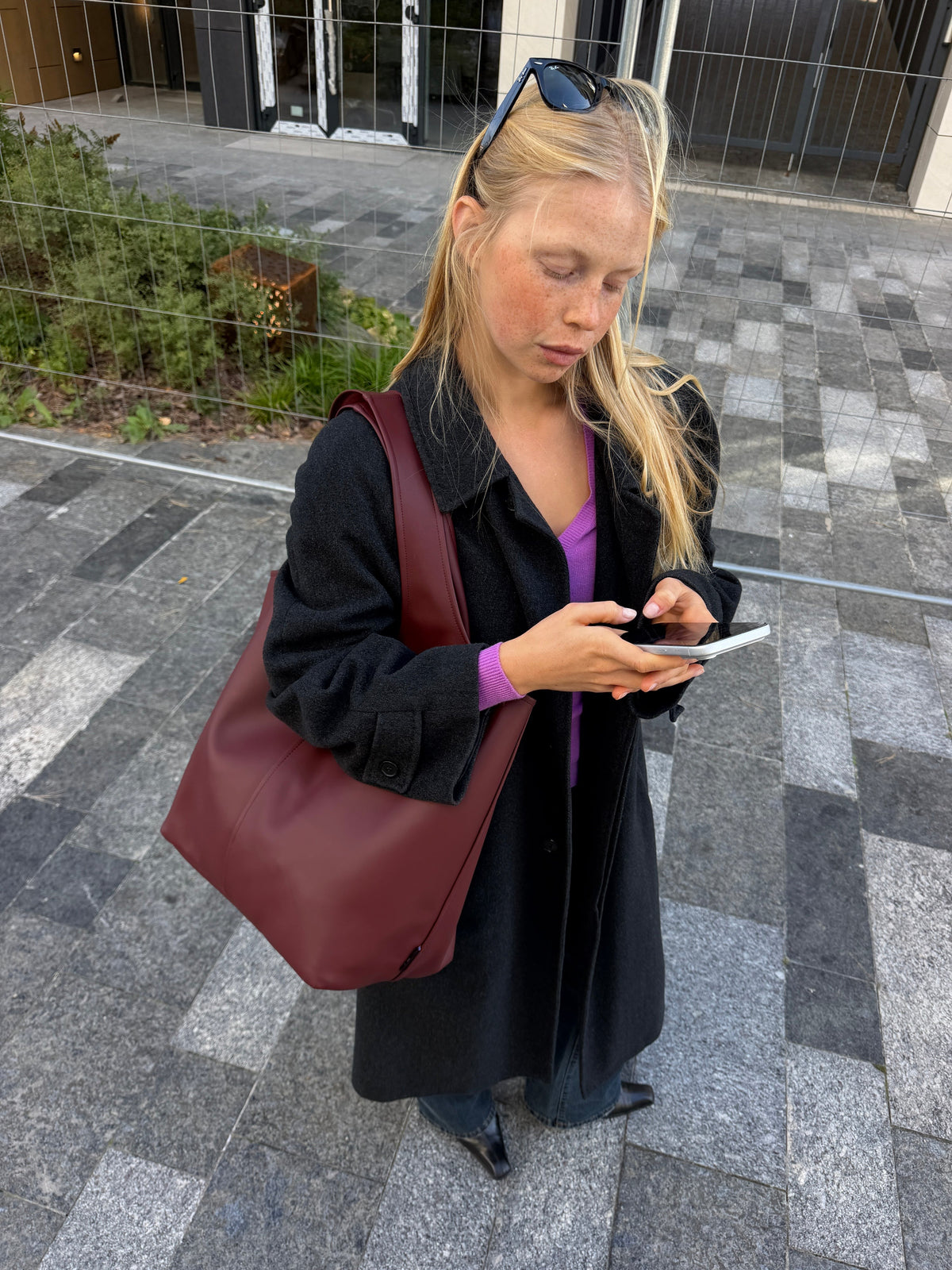 Сумка-шопер TOTE LEATHER BAG - бордовий