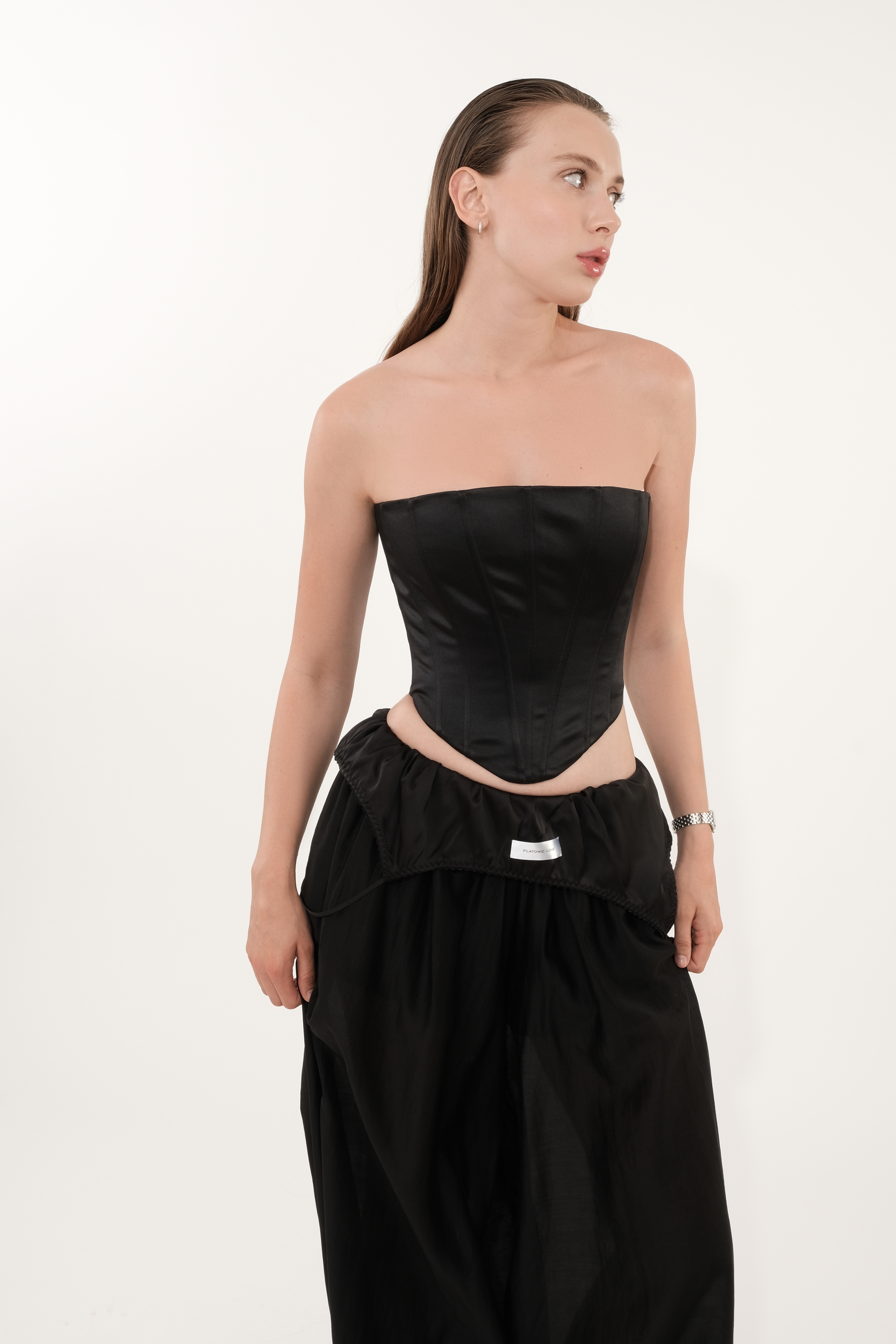 Корсетний топ з кістками Classy – чорний
