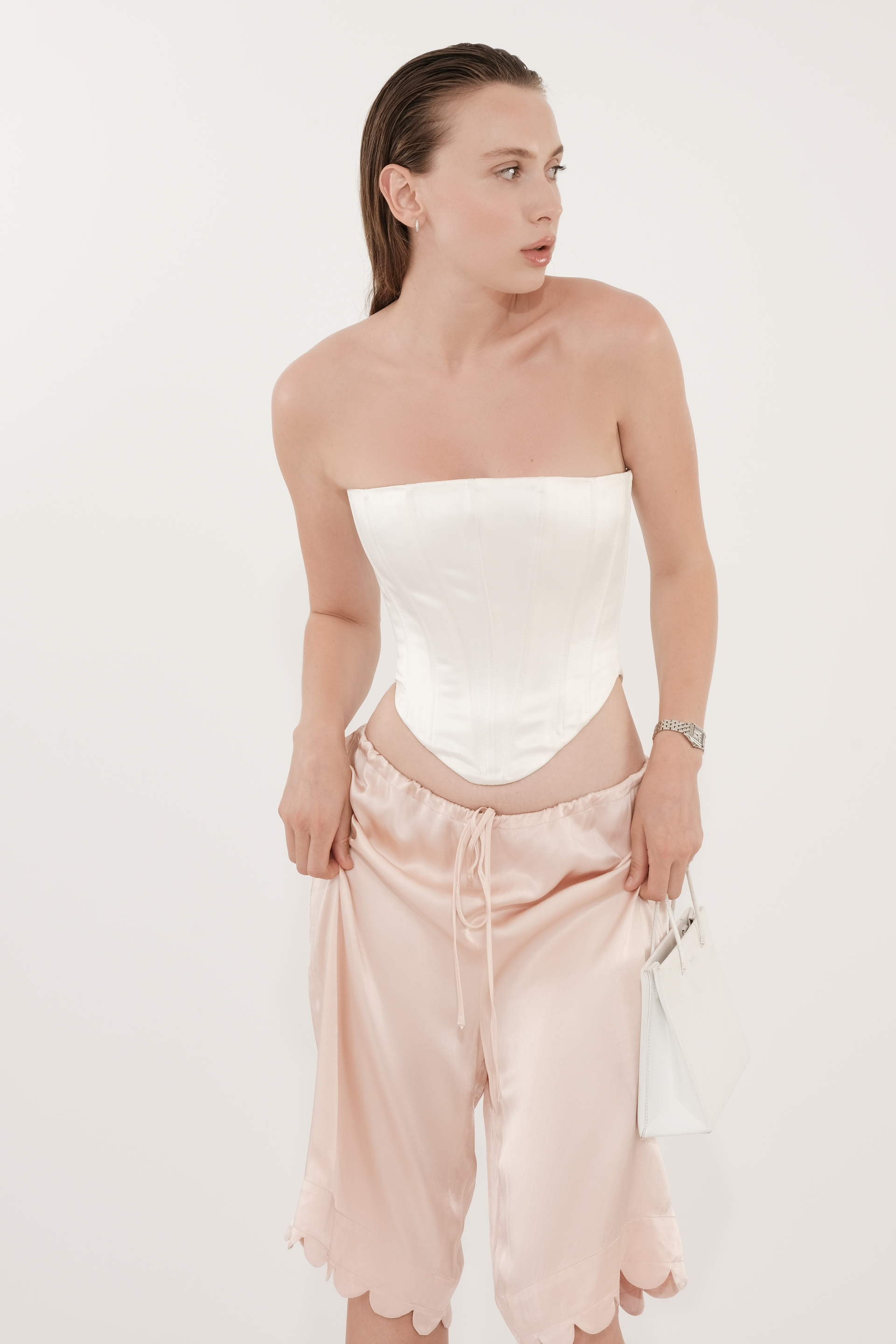 Корсетний топ з кістками Classy – білий