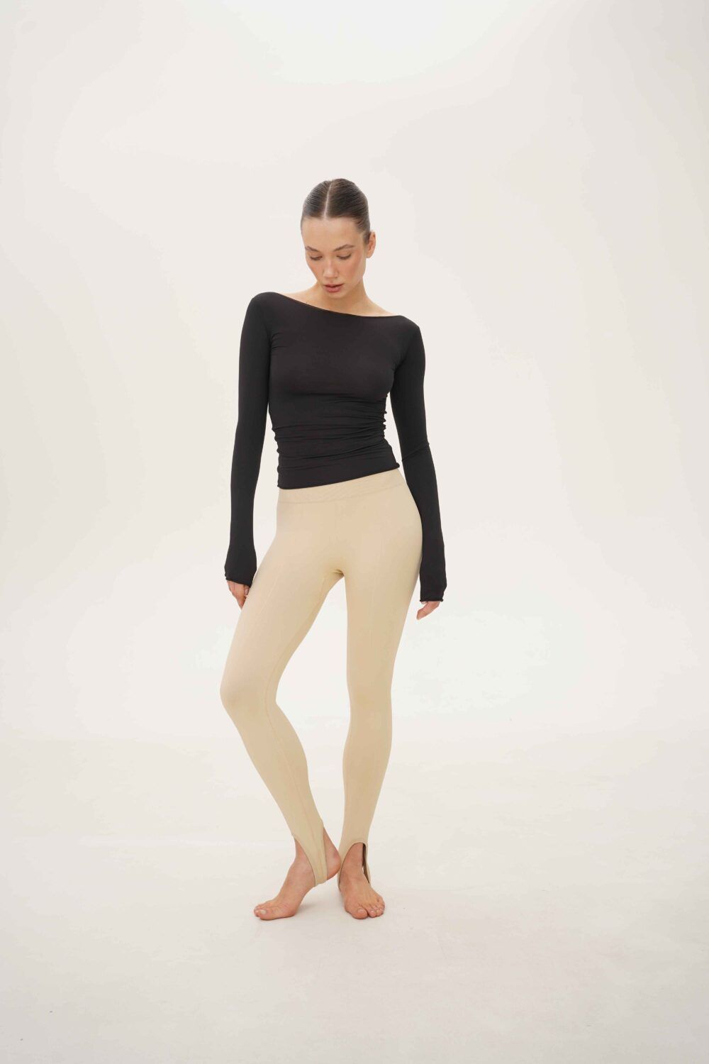 Легінси зі штрипками бежеві Rosie beige