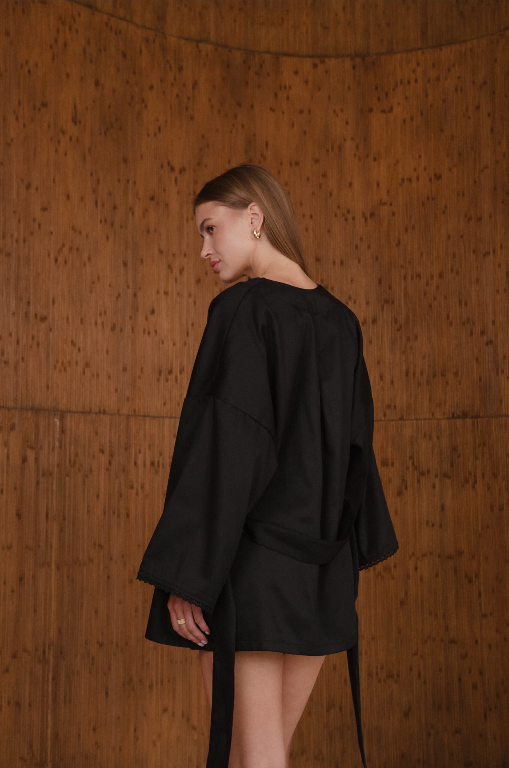 Домашній костюм чорний – шорти, топ, короткий кардиган