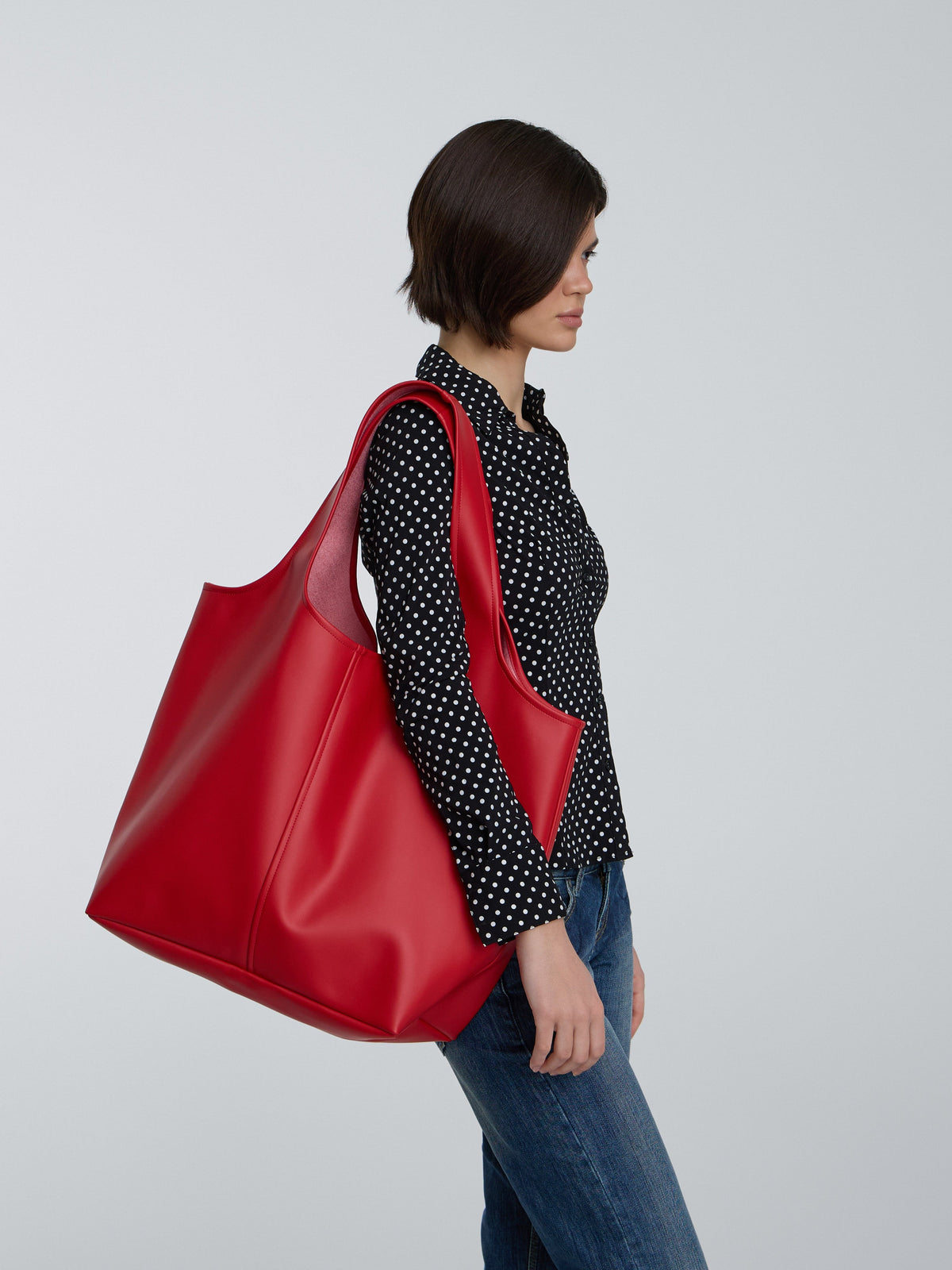 Сумка-шопер TOTE LEATHER BAG - червоний